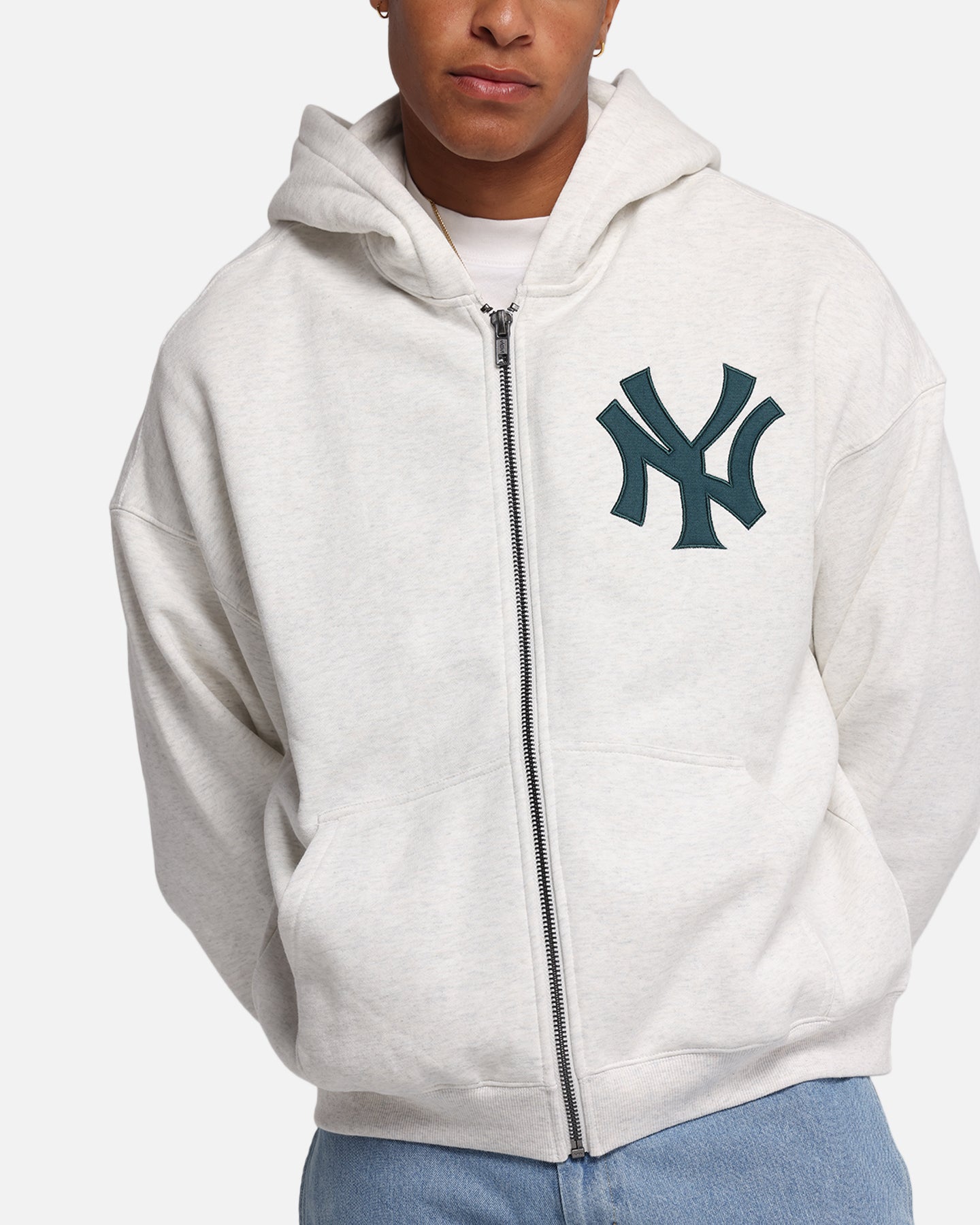 Majestic Athletic New York Yankees Arch FZ Boxy Hoodie White Marle、mySite、zt4zffjzw
