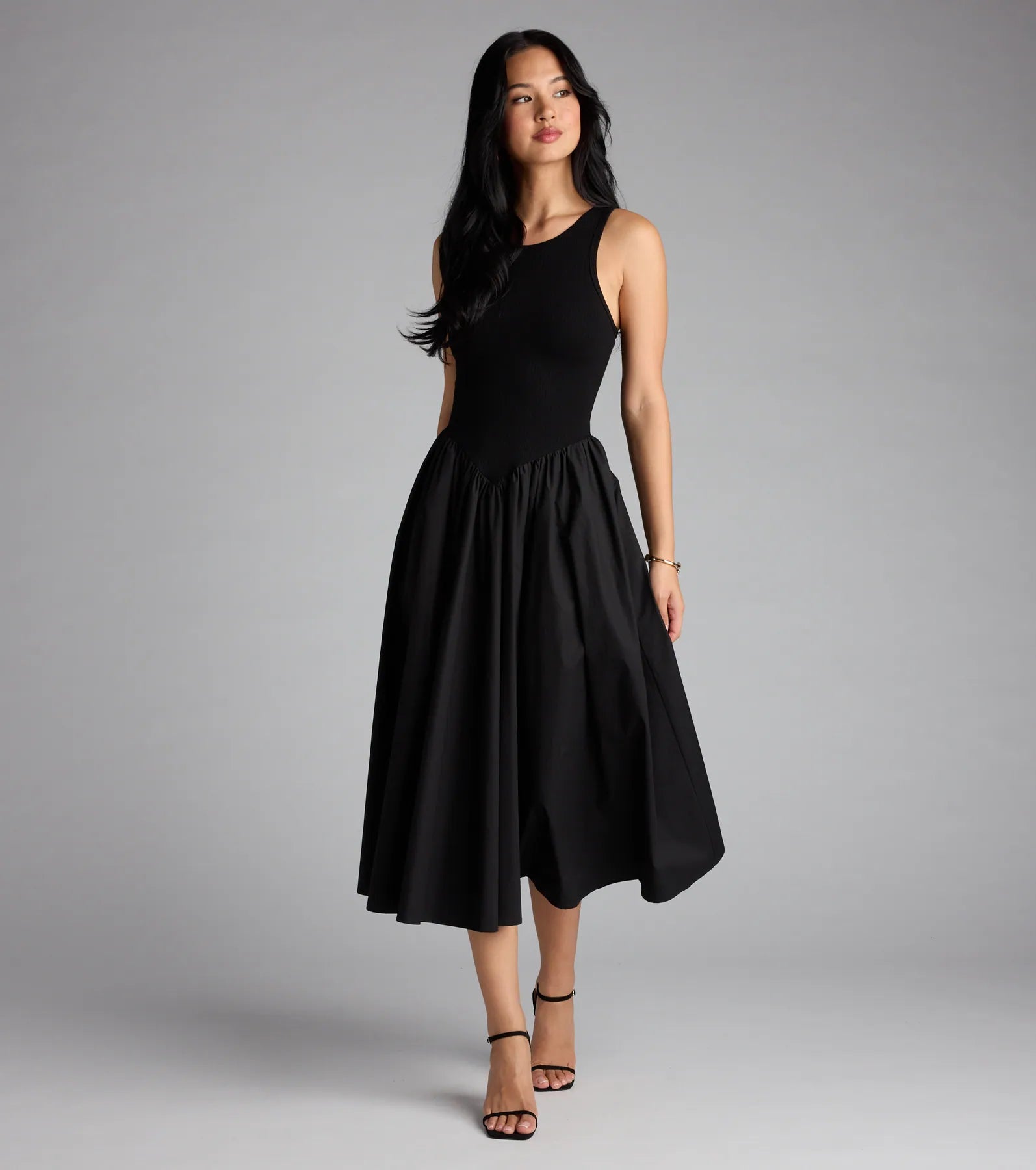  Romantic Sunny Days Crew Neck Poplin Midi Dress、mySite、justintrudeaud