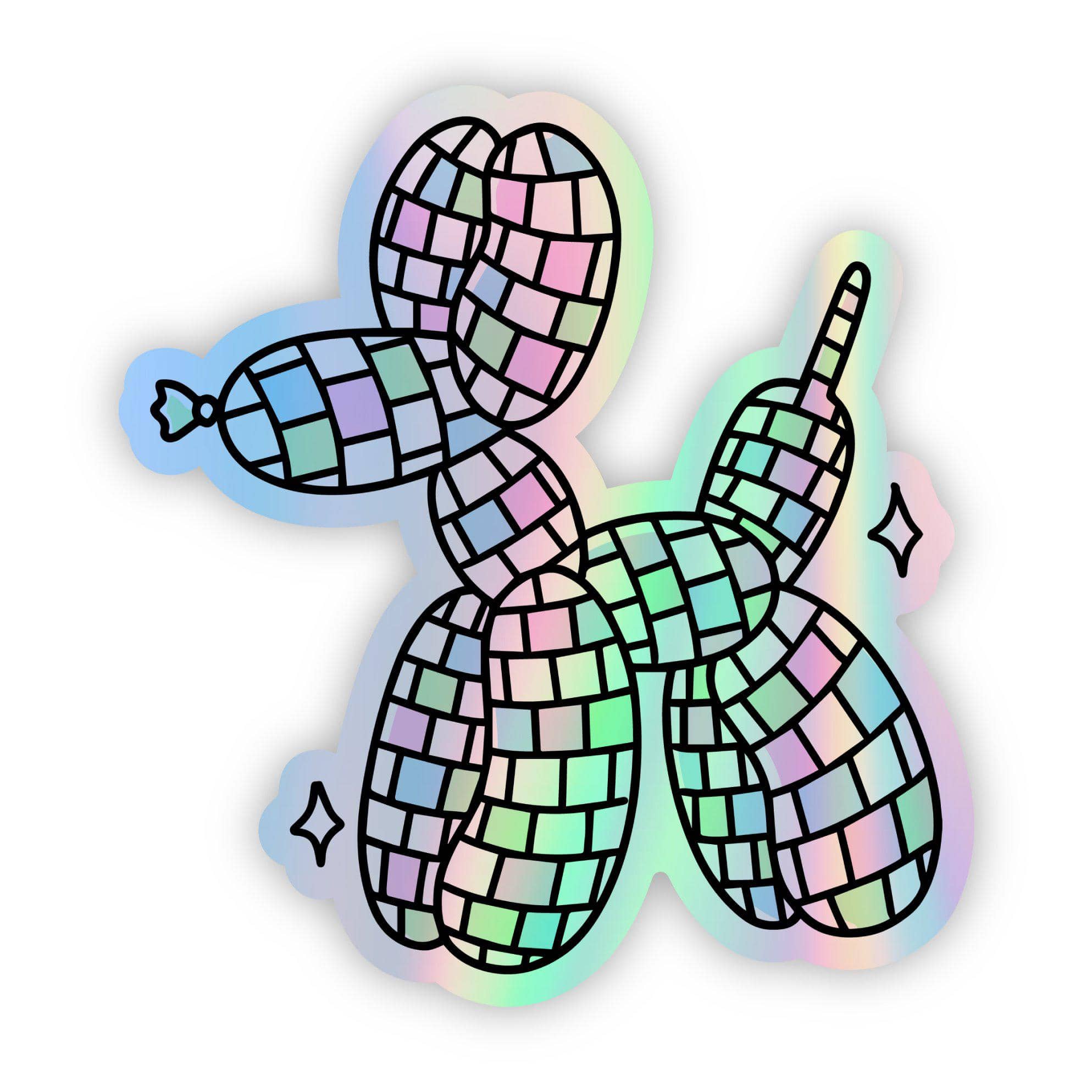  Disco Ball Balloon Dog Holographic Sticker、mySite、elrpsem3k