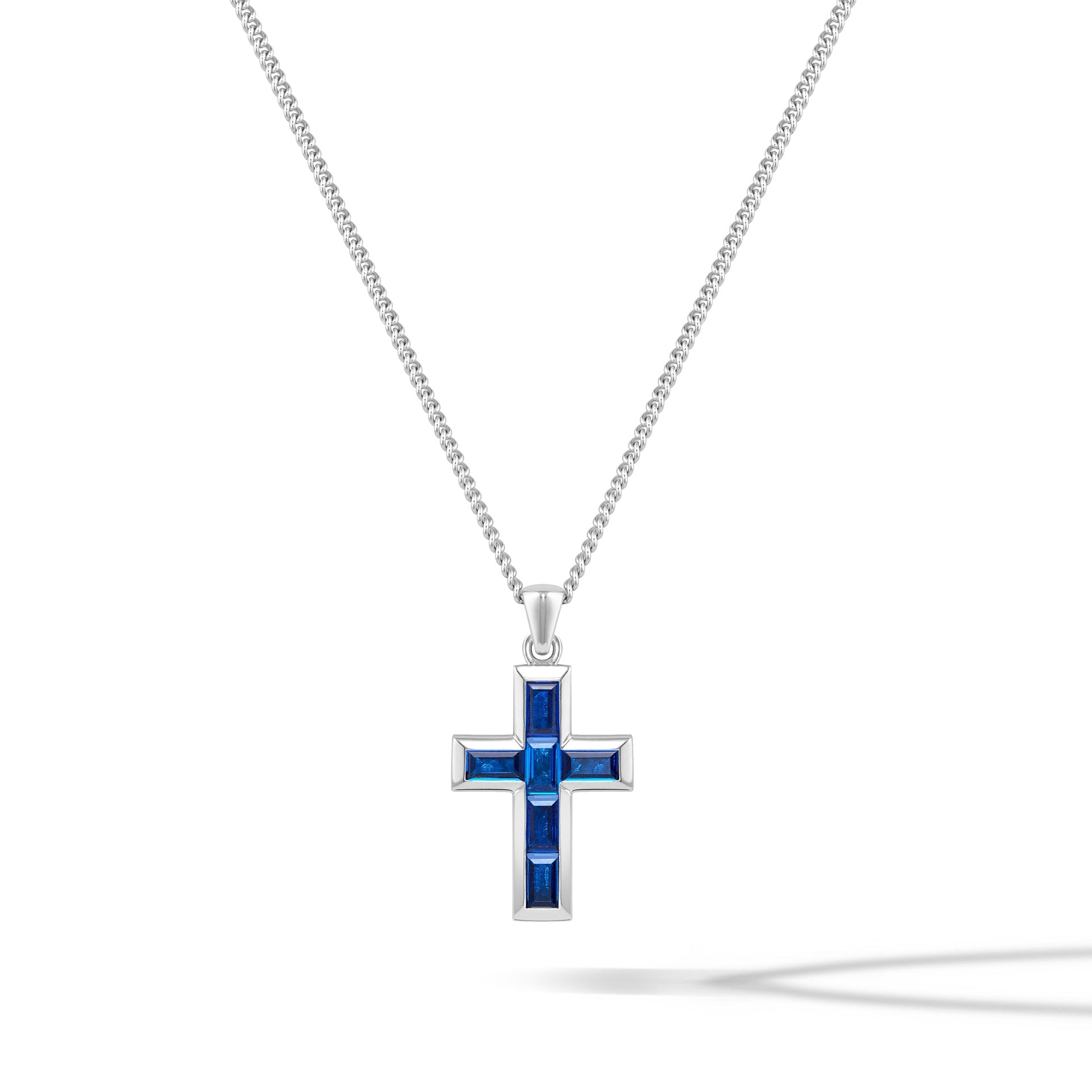  Stone Cross Pendant - Sapphire