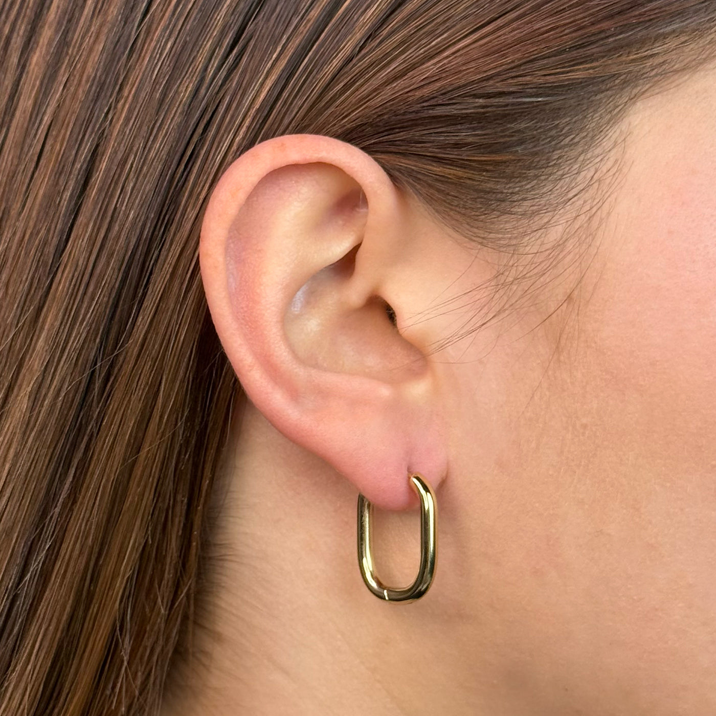  Essentielle Medium Oval Hoop Earrings, Gold Colour