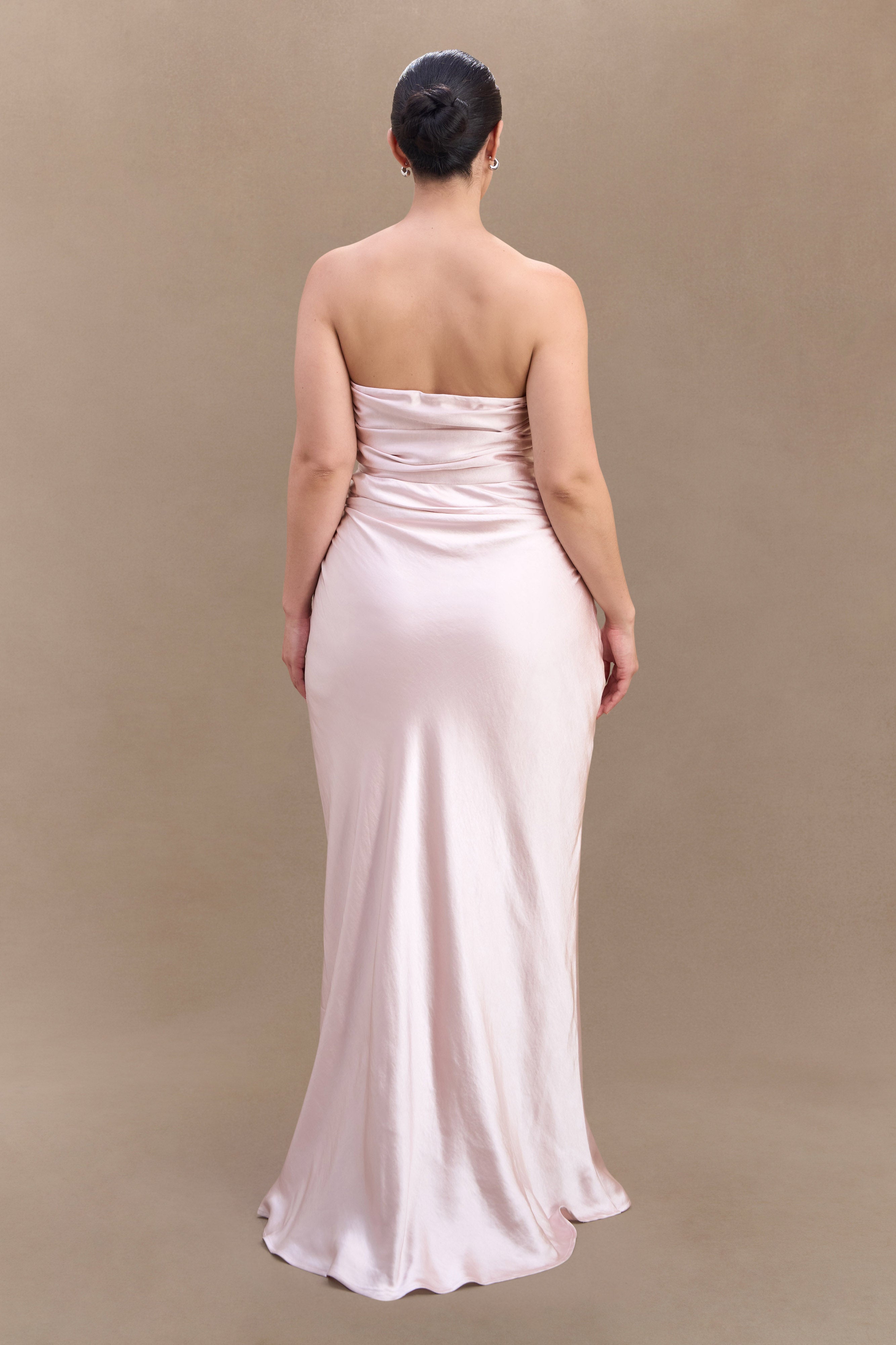 Cedar Strapless Satin Maxi Dress - Soft Pink、mySite、solidvoid