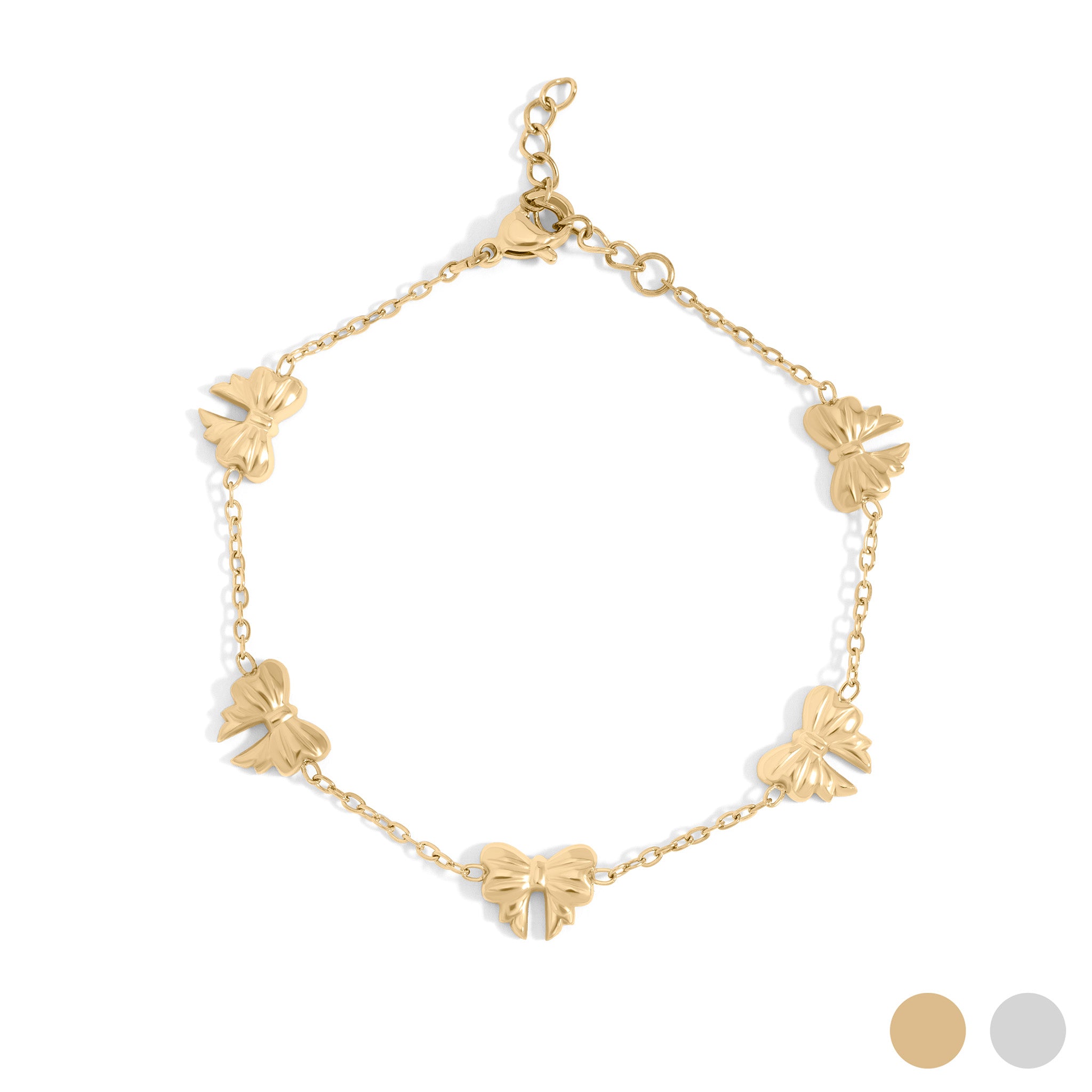 18K Gold PVD Stainless Steel Bow Station Bracelet / BRJ1069、mySite、dreamappss