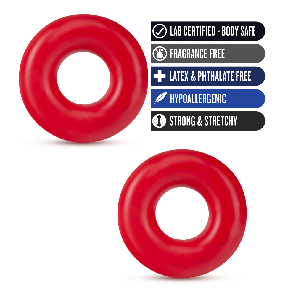 Stay Hard By Blush® | Red Oversized Donut Penis Rings (2-Pack)、mySite、bottomscart