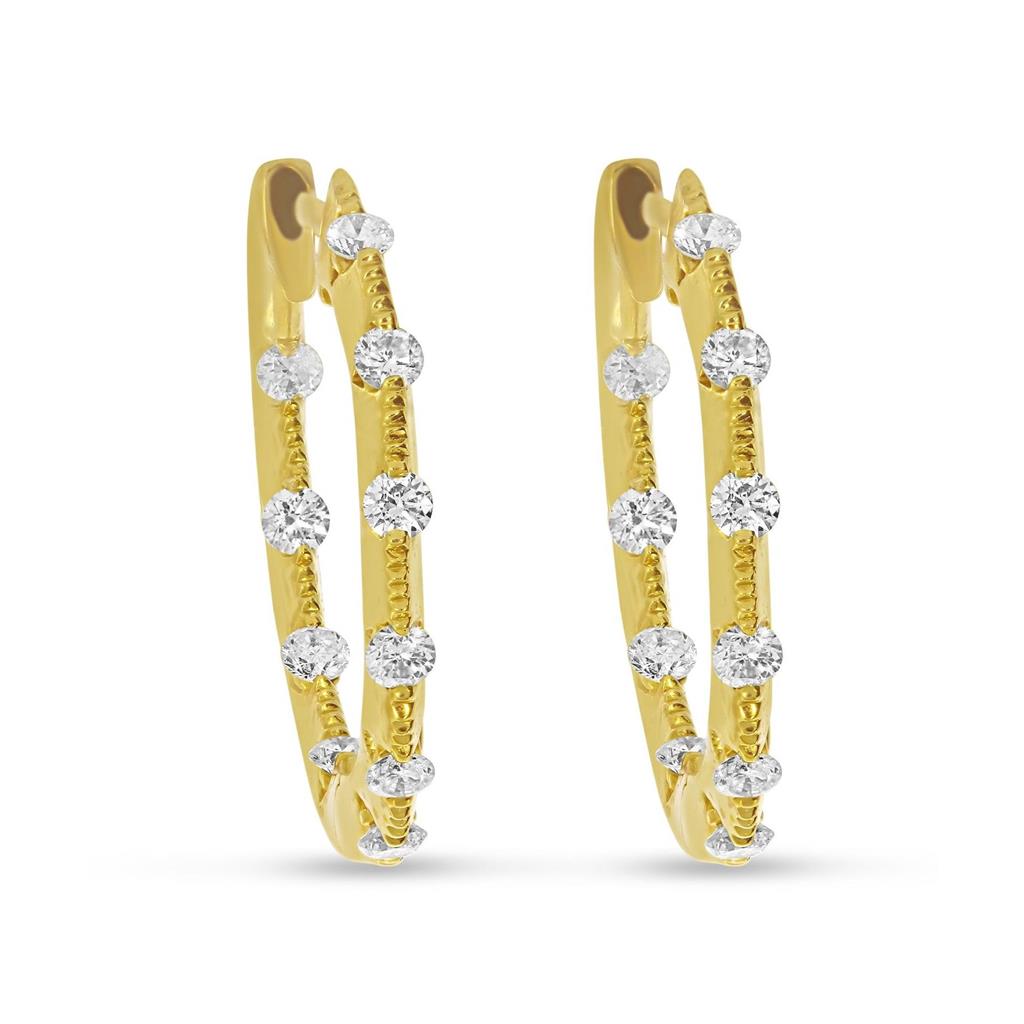 14K Yellow Gold 0.50ctw Inside Out Diamond Hoop Earrings by Brevani、mySite、botmansion