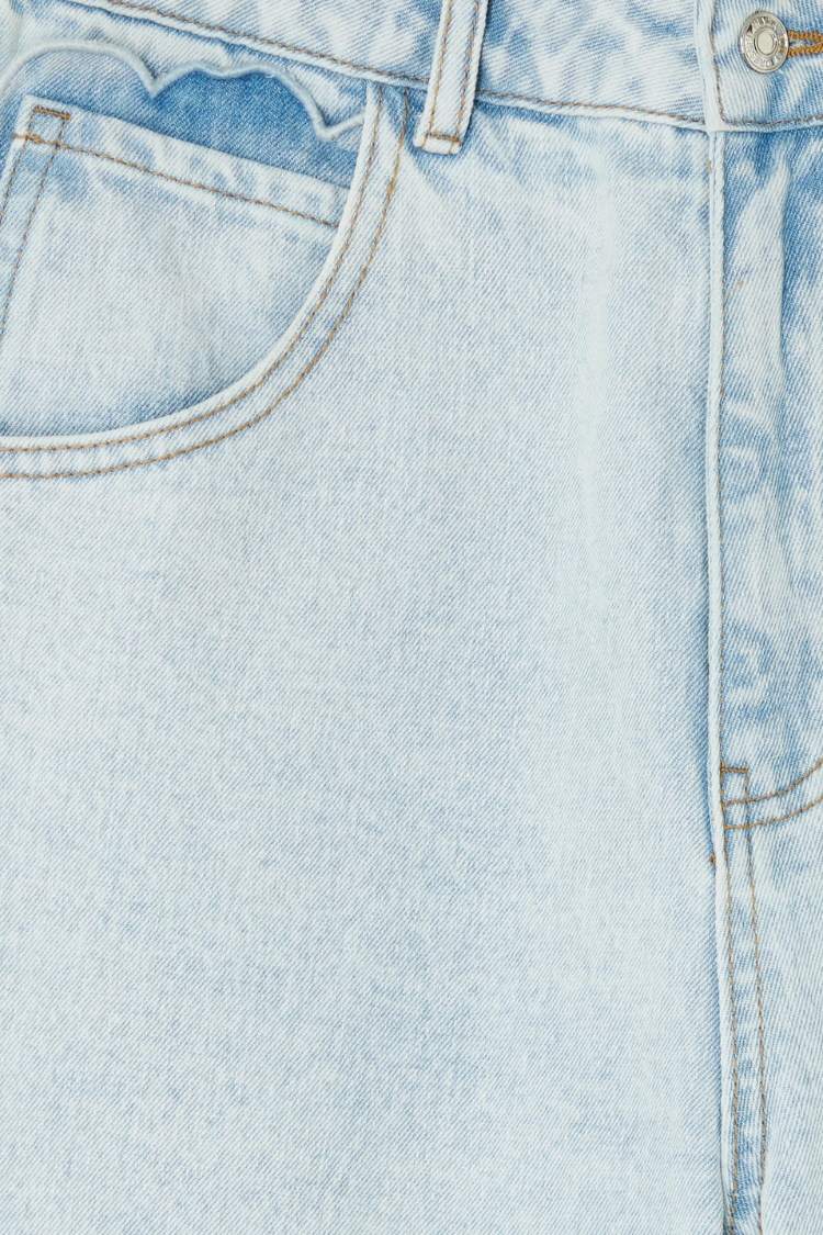 Denim Scallop Pocket Long Shorts、mySite、solidvoid