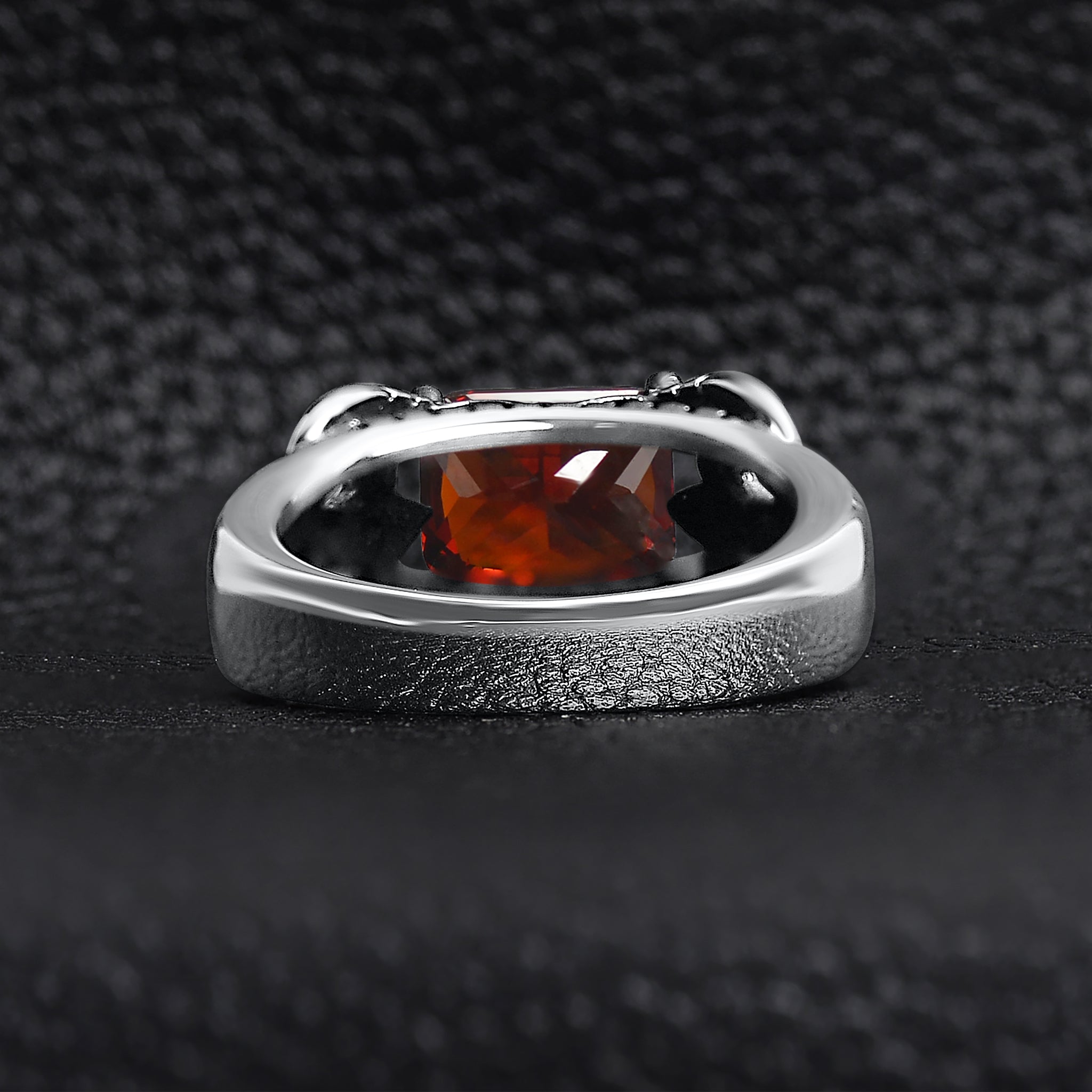 Red CZ Center Detailed Fleur De Lis Accents Stainless Steel Ring / SCR4035、mySite、dreamappss