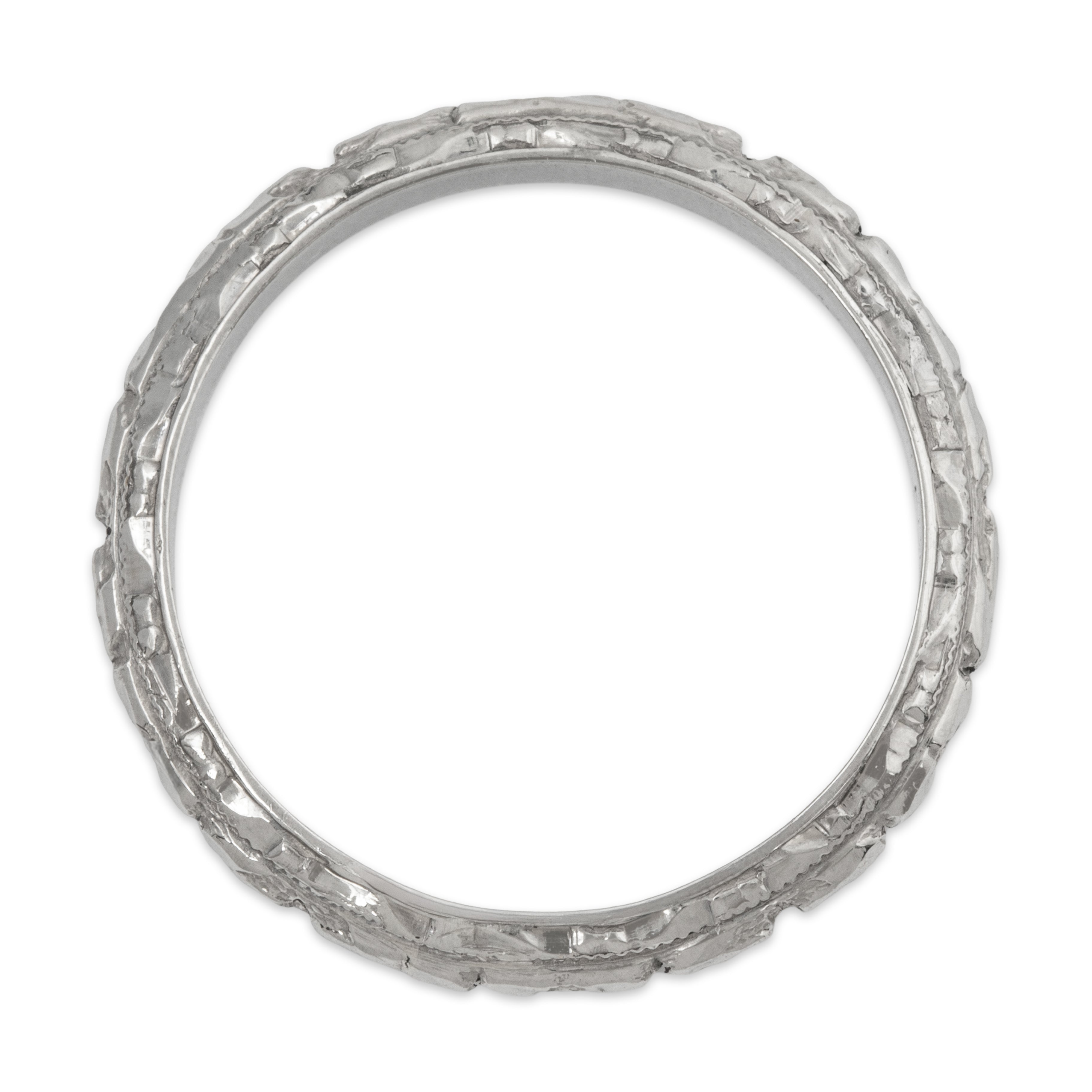 Art Deco Antique 18k White Gold Blossom Band Ring 6.5、mySite、hinf8tx79