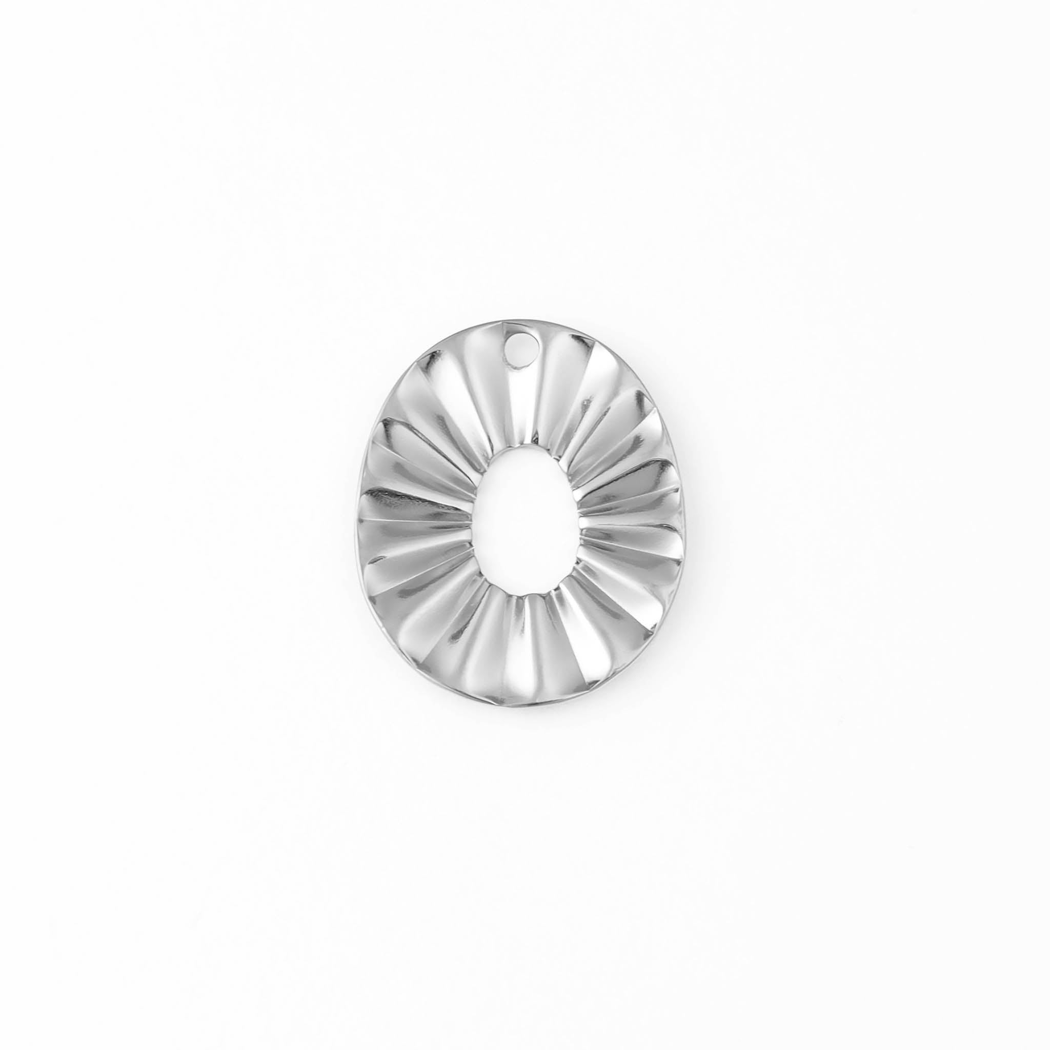 18K Gold PVD Stainless Steel Crimped Oval Charm / PDL0057、mySite、dreamappss