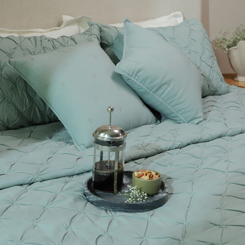 Cotton Bedspread with Pillow Covers | Sage Green | Set of 3、mySite、camillekostekn