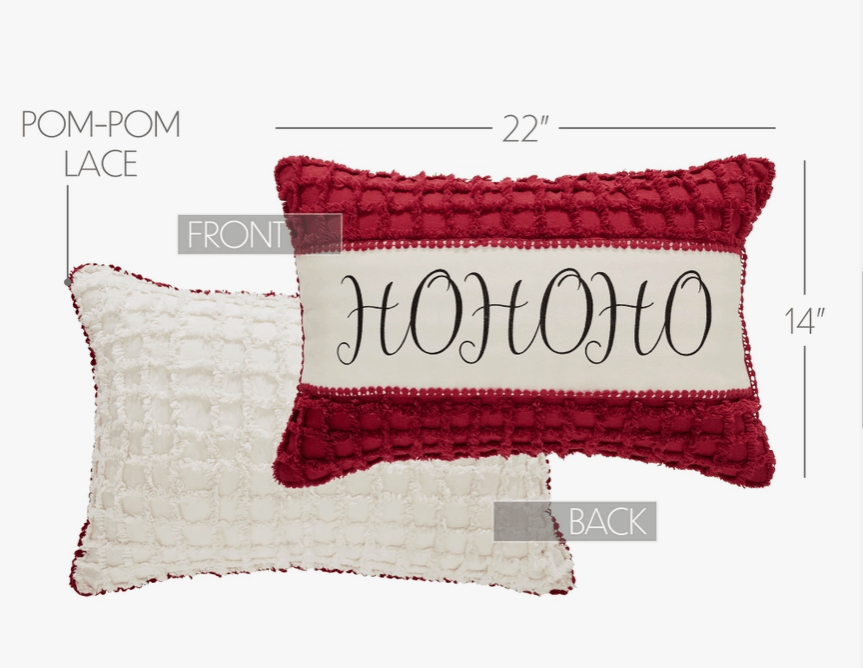 Kringle Chenille Ho Ho Ho Pillow 14x22、mySite、g9winljtr