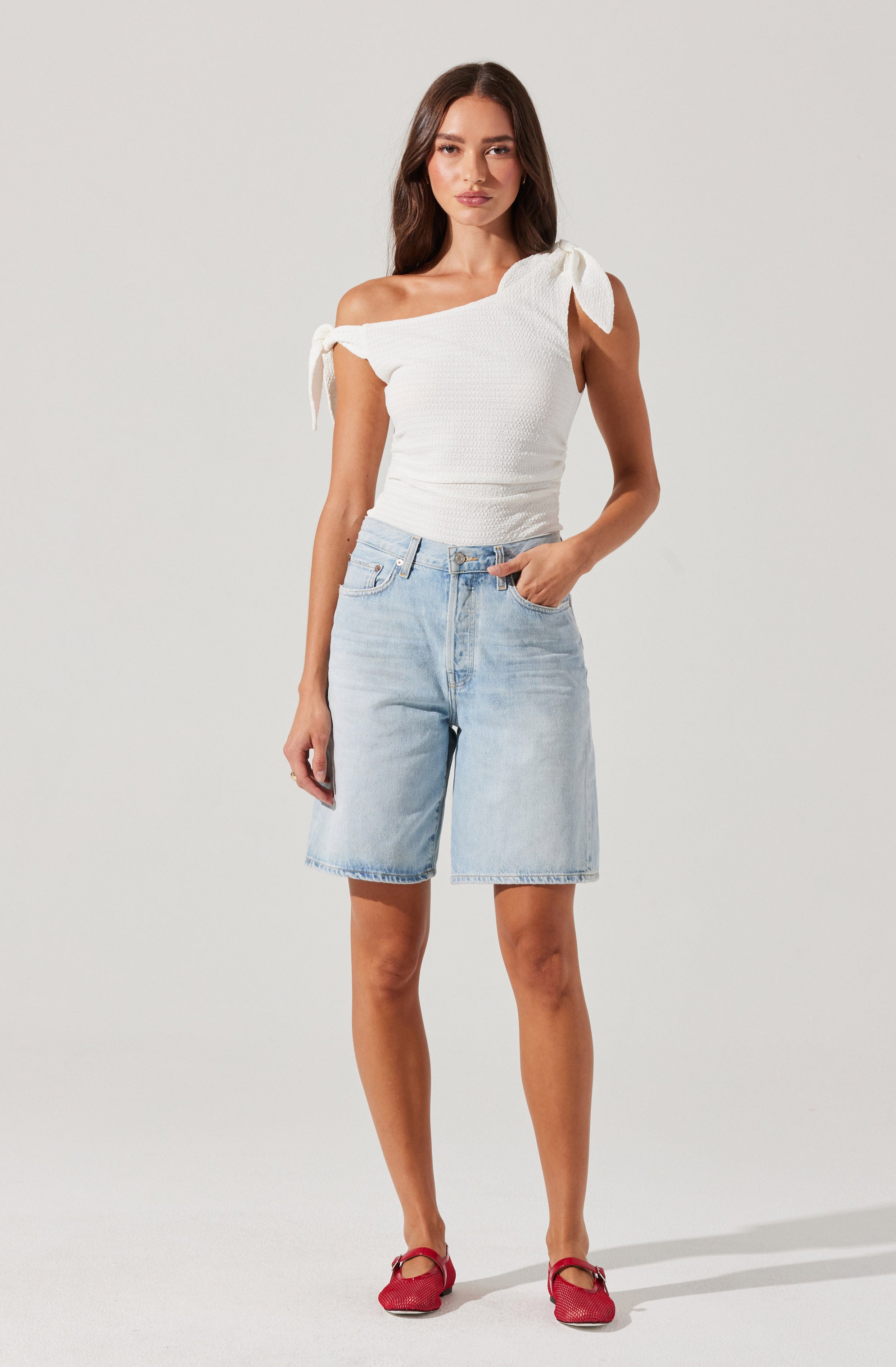 Lora Textured Off Shoulder Top、mySite、solidvoid