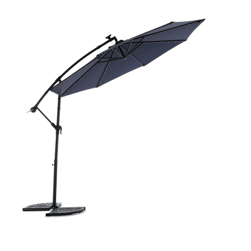 10ft Solar LED Offset Hanging Market Patio Umbrella ( khaki )(No Base)、、eastwooduniform