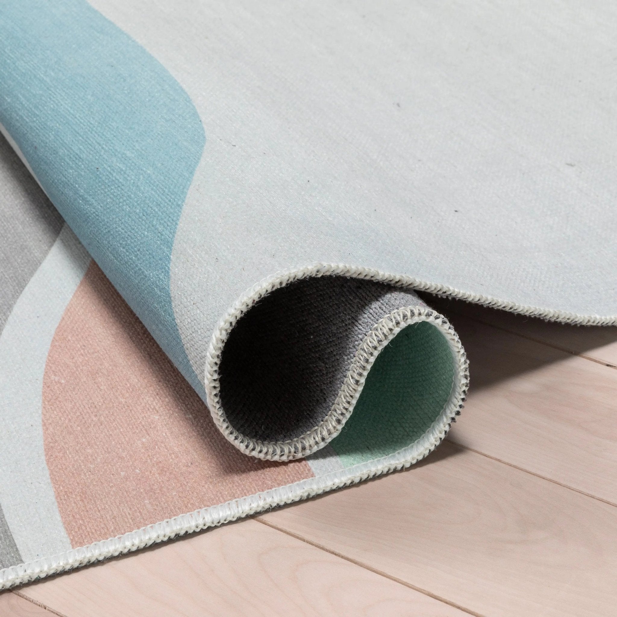 Curved Rainbow Modern Multi Color Pastel Area Flat-Weave Rug、mySite、gigharbornorthrealestate