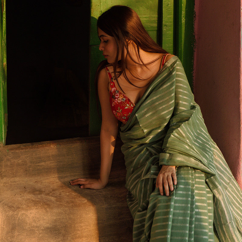 Handloom Cotton Green Saree、mySite、camillekostekn
