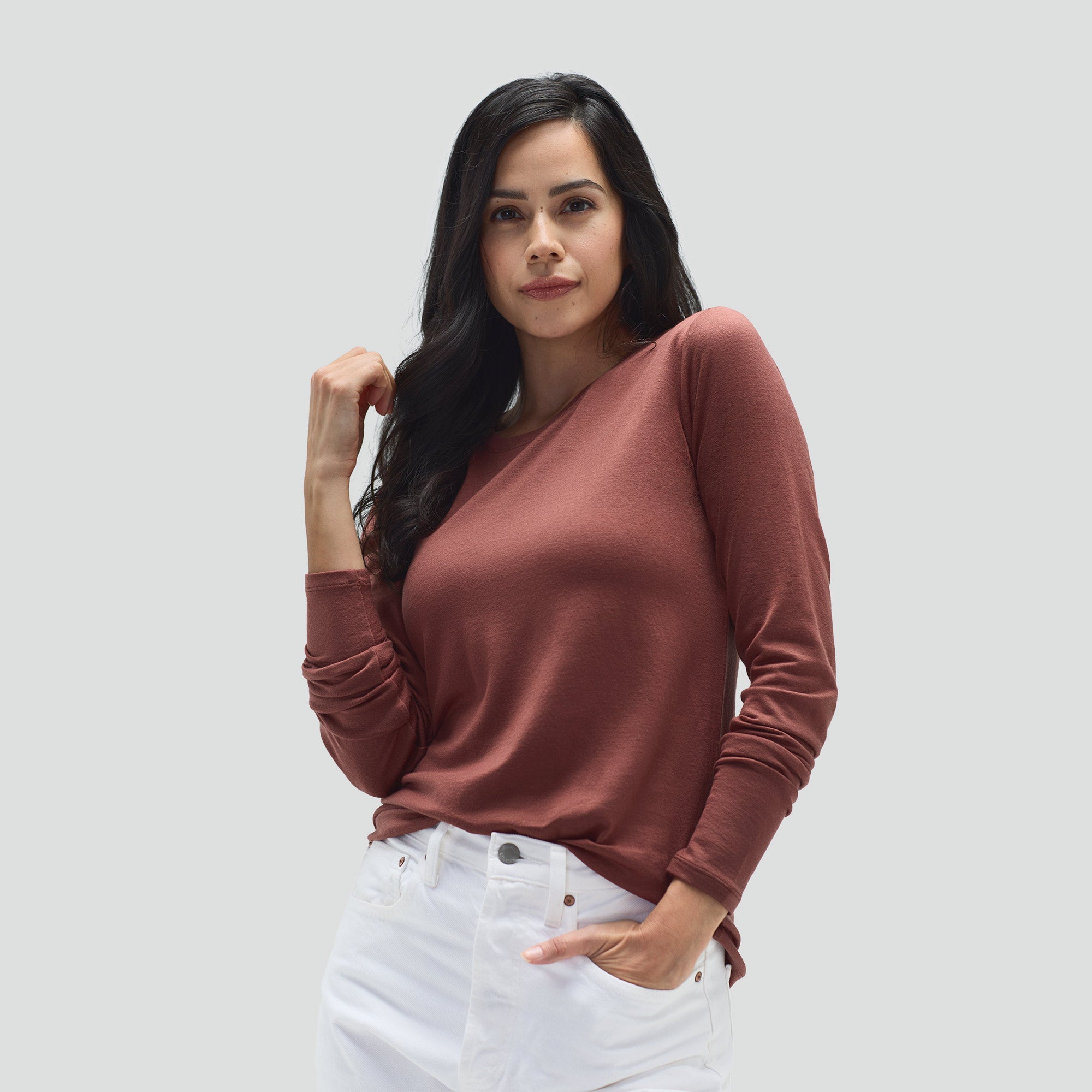 Women's Long Sleeve Merino Crew、mySite、noshort