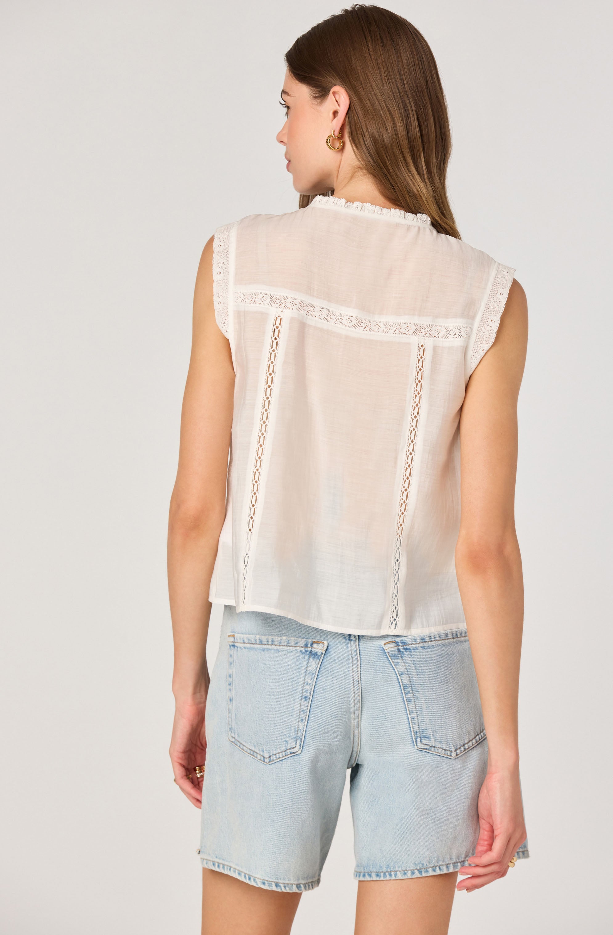 Lace Trim Tie-Front Top、mySite、solidvoid