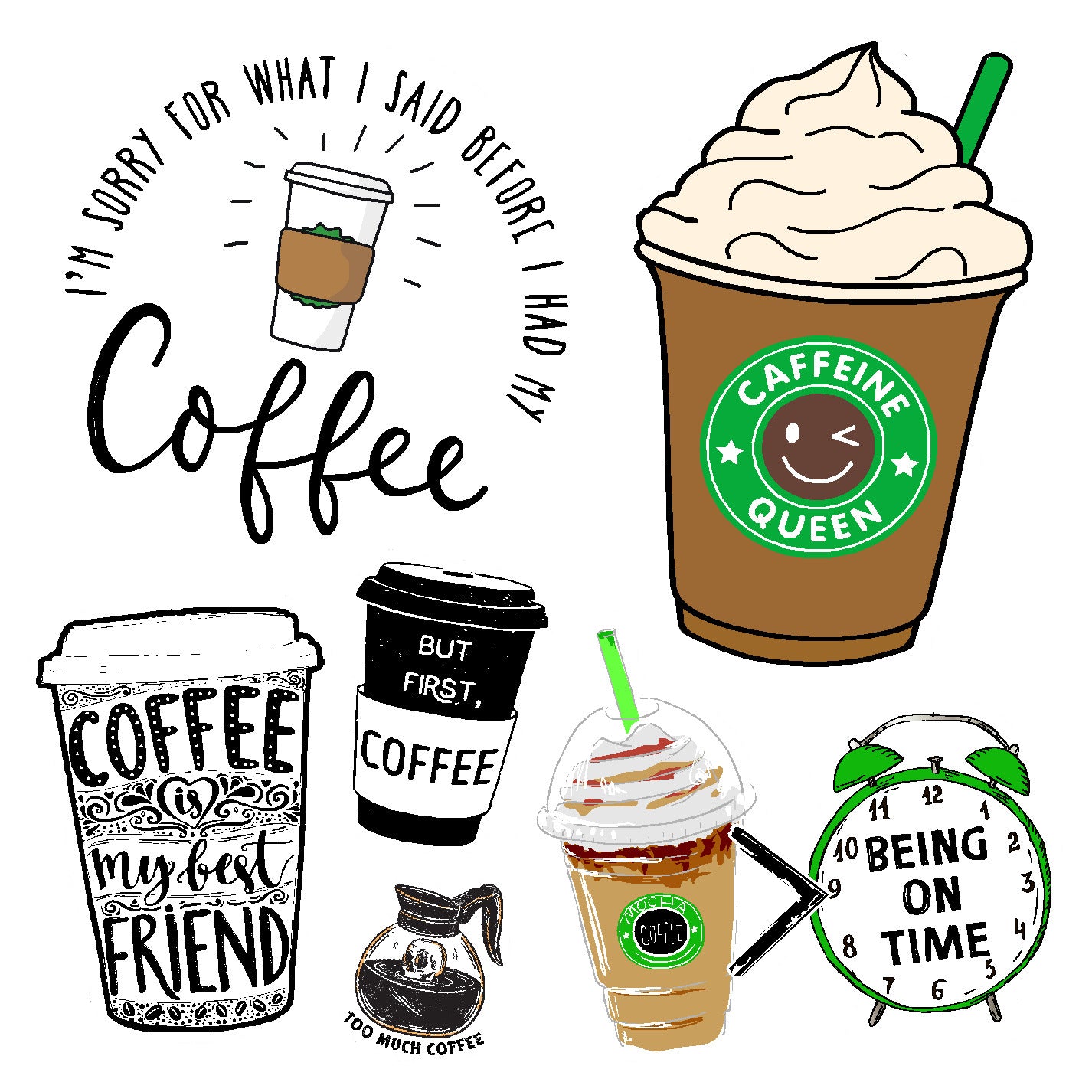  Coffee #2 Vinyl Sticker Decal Set、mySite、ghnorth