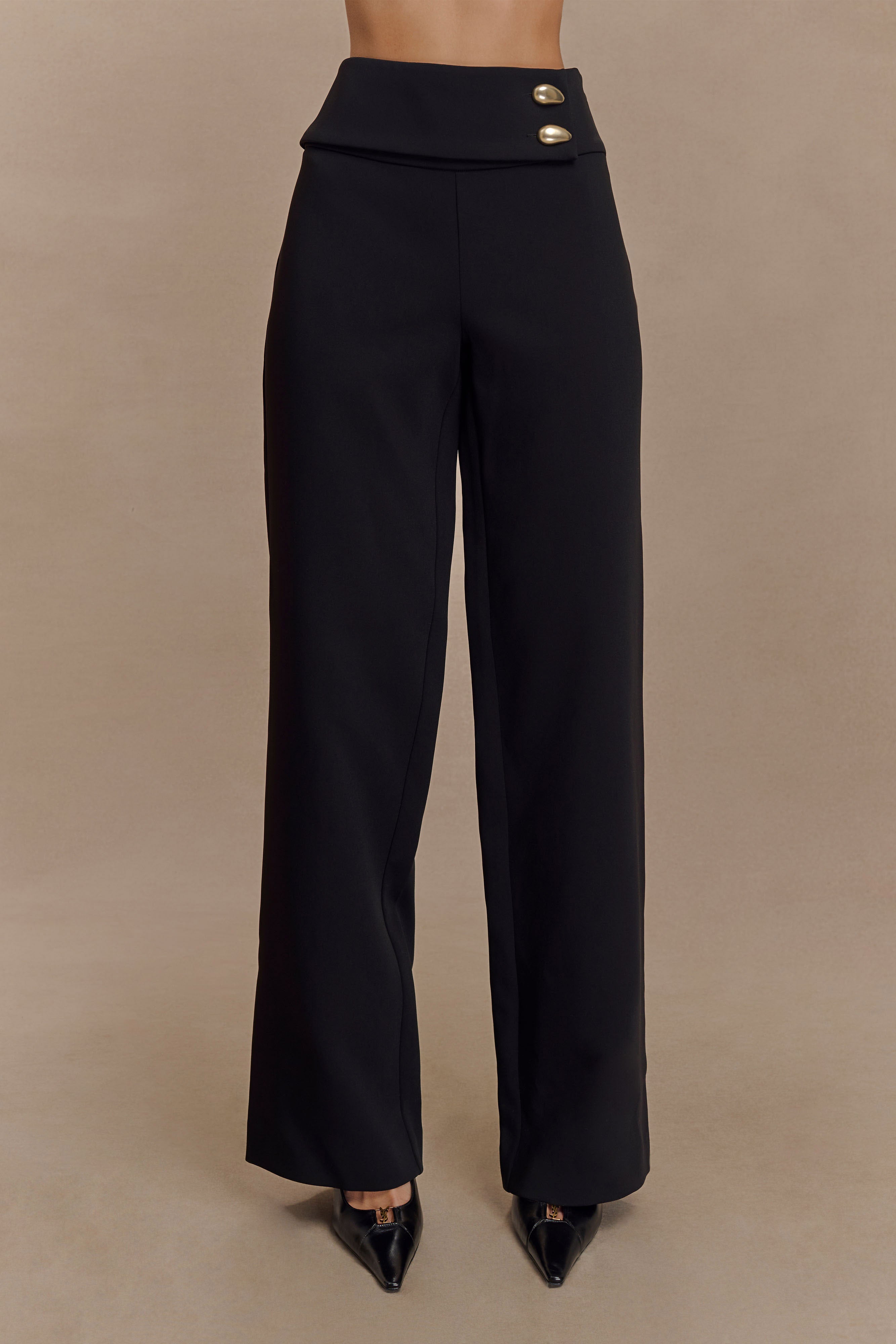 Lindie Straight Leg Suiting Pants - Black、mySite、solidvoid