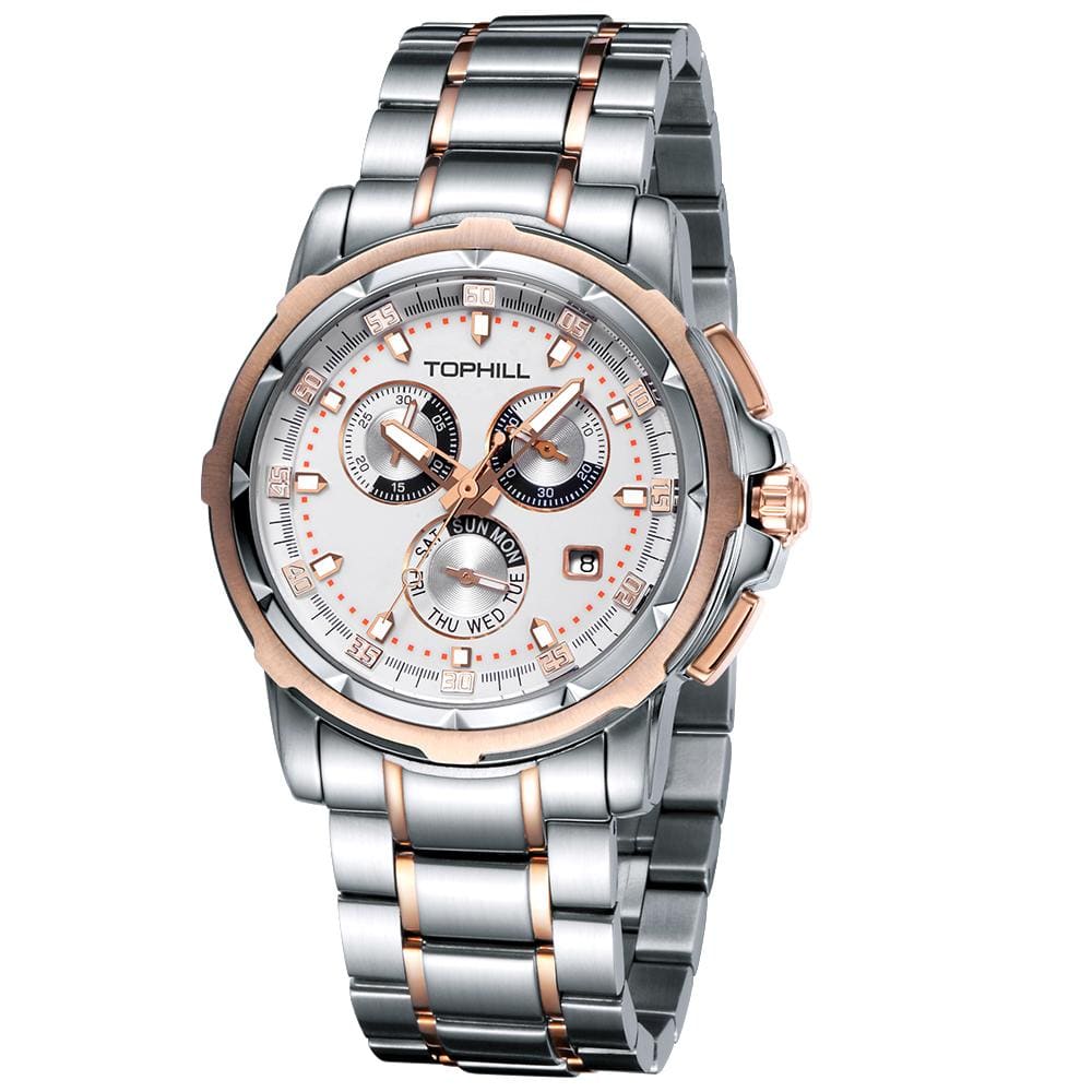 Luxury Men's Chronograph Watch-Stainless Steel, 10ATM Waterproof、mySite、g9winljtr