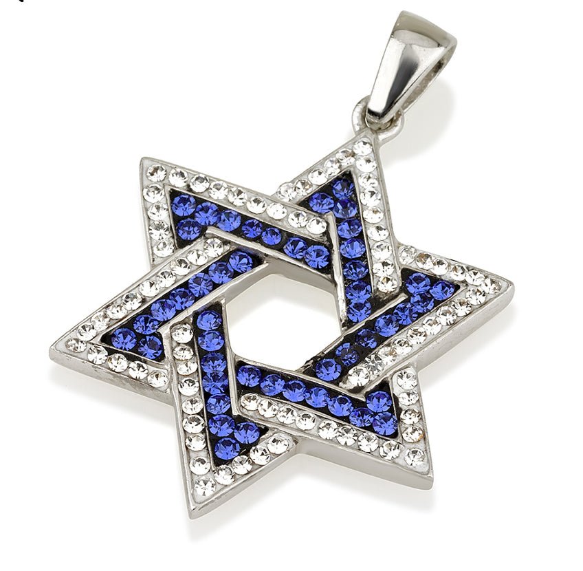  Crystal White/Blue Star of David Pendant、mySite、elrpsem3k