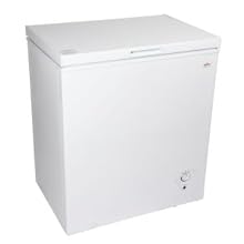 Koolatron white chest freezer, closed, on a white background