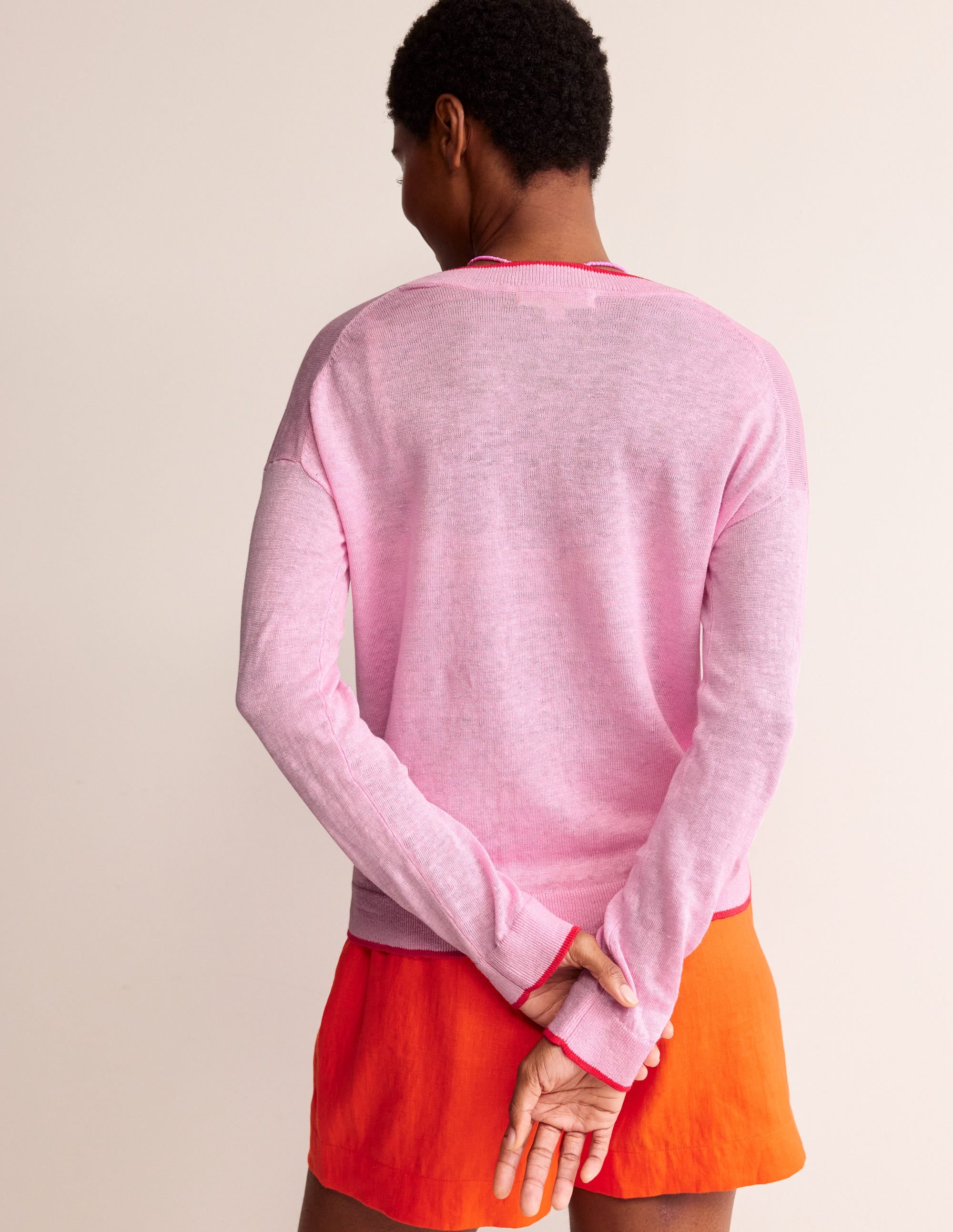  Maggie V-Neck Linen Cardigan-Sweet Lilac Pink、mySite、ashleygrahame