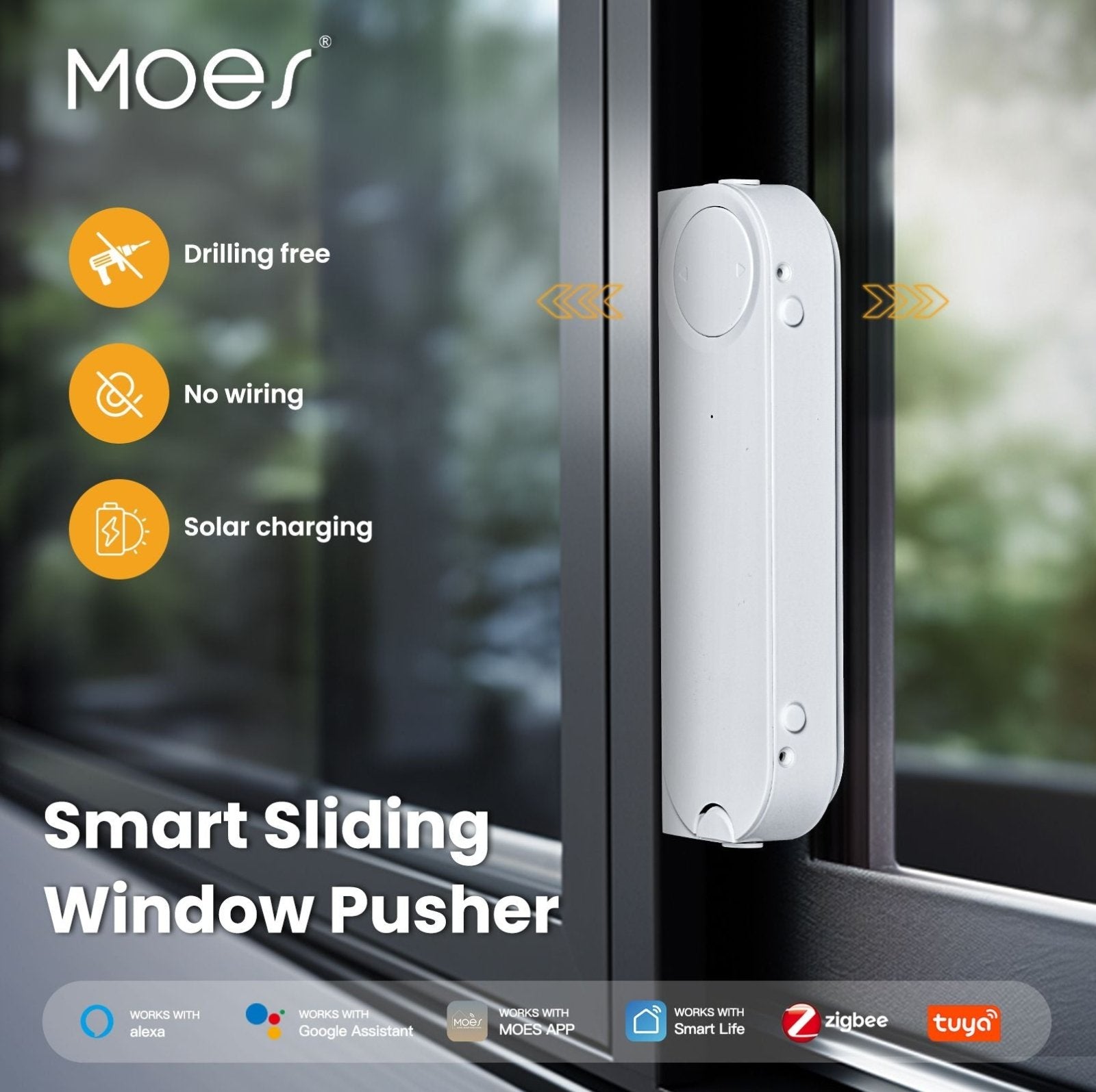 ZigBee Smart Sliding Window Pusher Automatic Opener Closer Solar Charging、mySite、fannypackpong