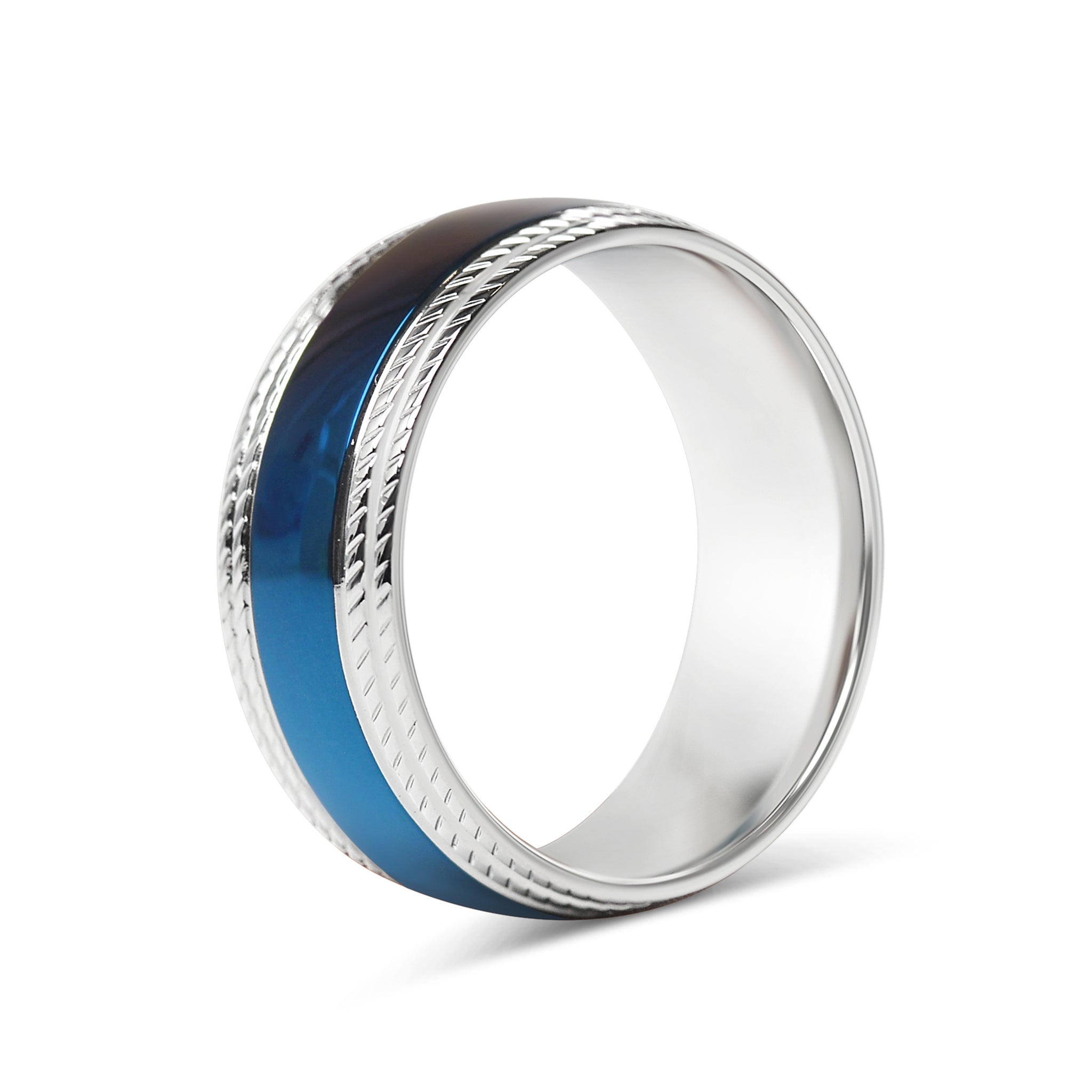 Stainless Steel Blue Center With Lined Patterned Edge Ring / CFR7003、mySite、dreamappss