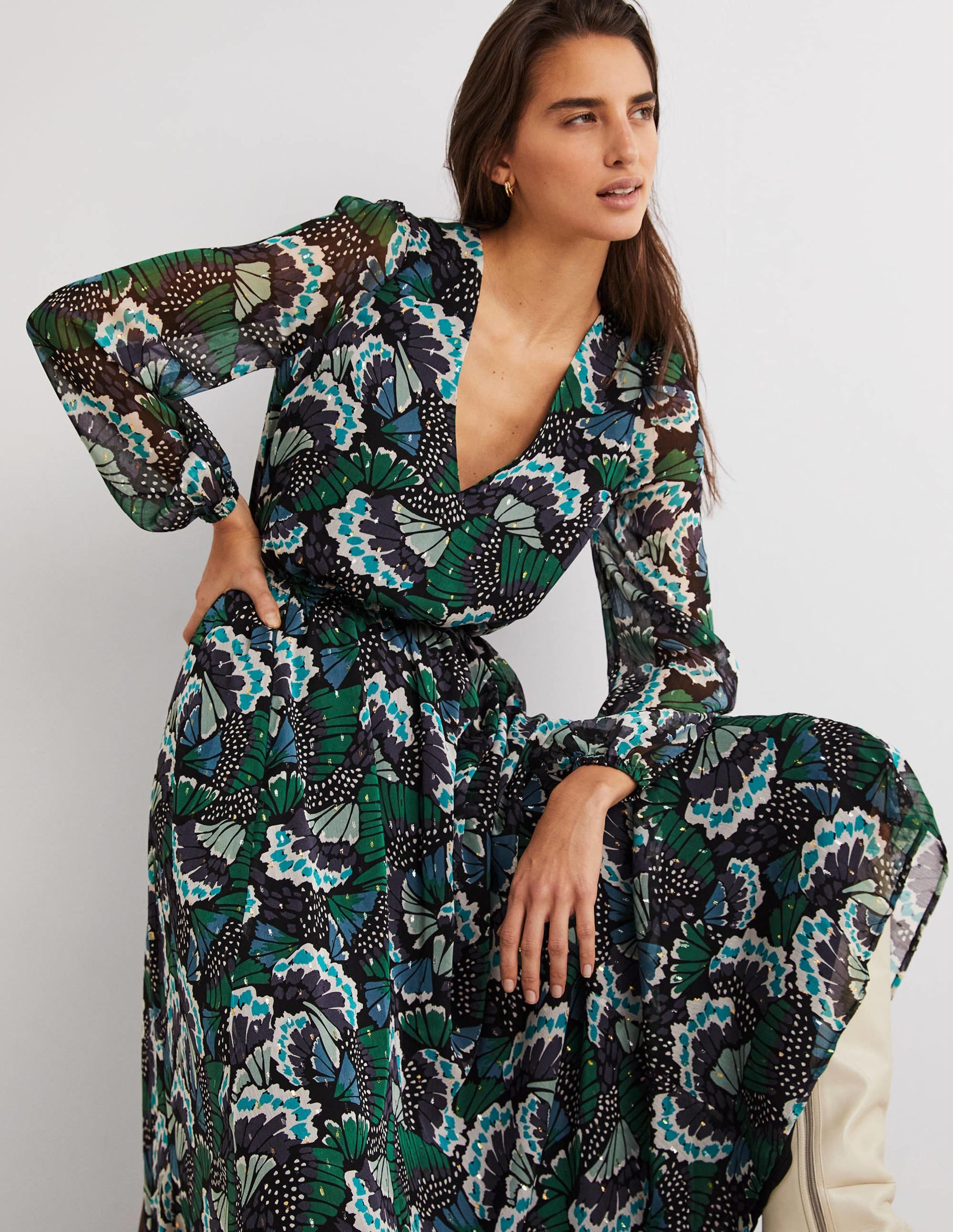  Metallic Detail Maxi Dress-Black, Petal Stamp、mySite、ashleygrahame