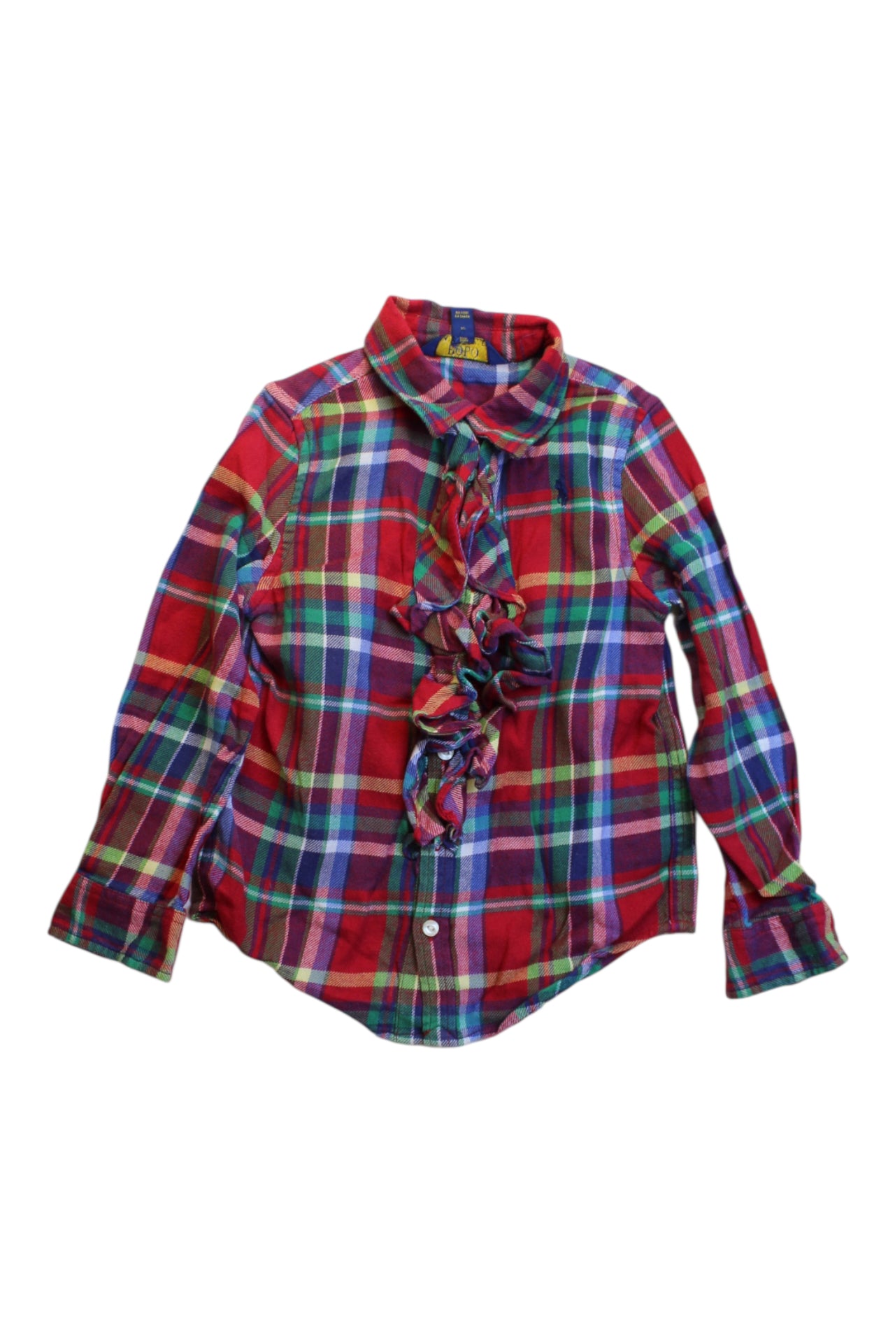 Polo Ralph Lauren Ruffled Plaid Button-Down Shirt 5T、mySite、g9winljtr