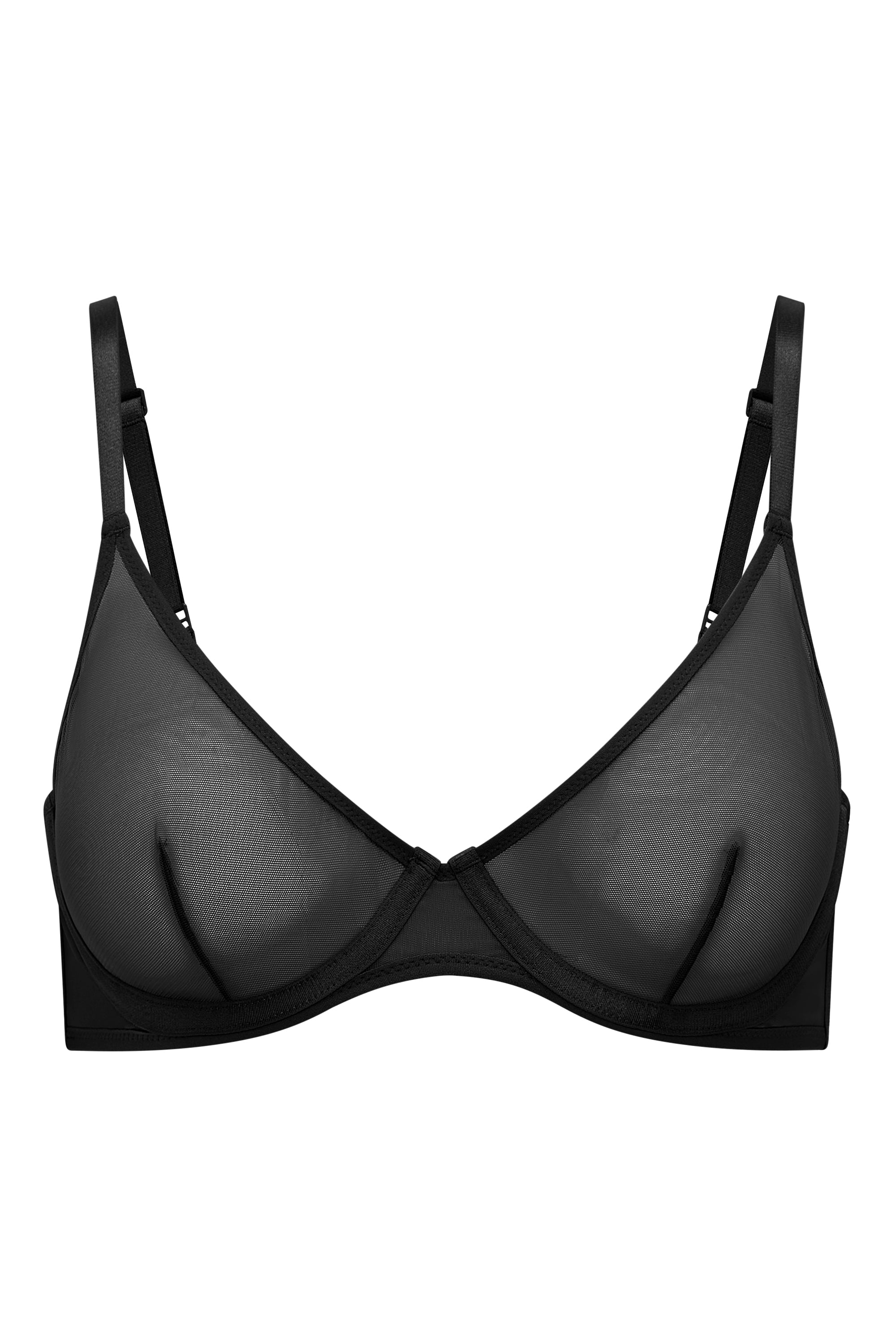 Soft Mesh Single Layer Underwired Bra in Black、mySite、solidvoid