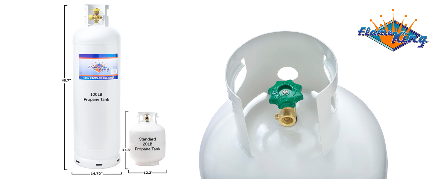 Flame King 100LB Empty Steel Propane Tank Cylinder with POL Valve and Collar. White