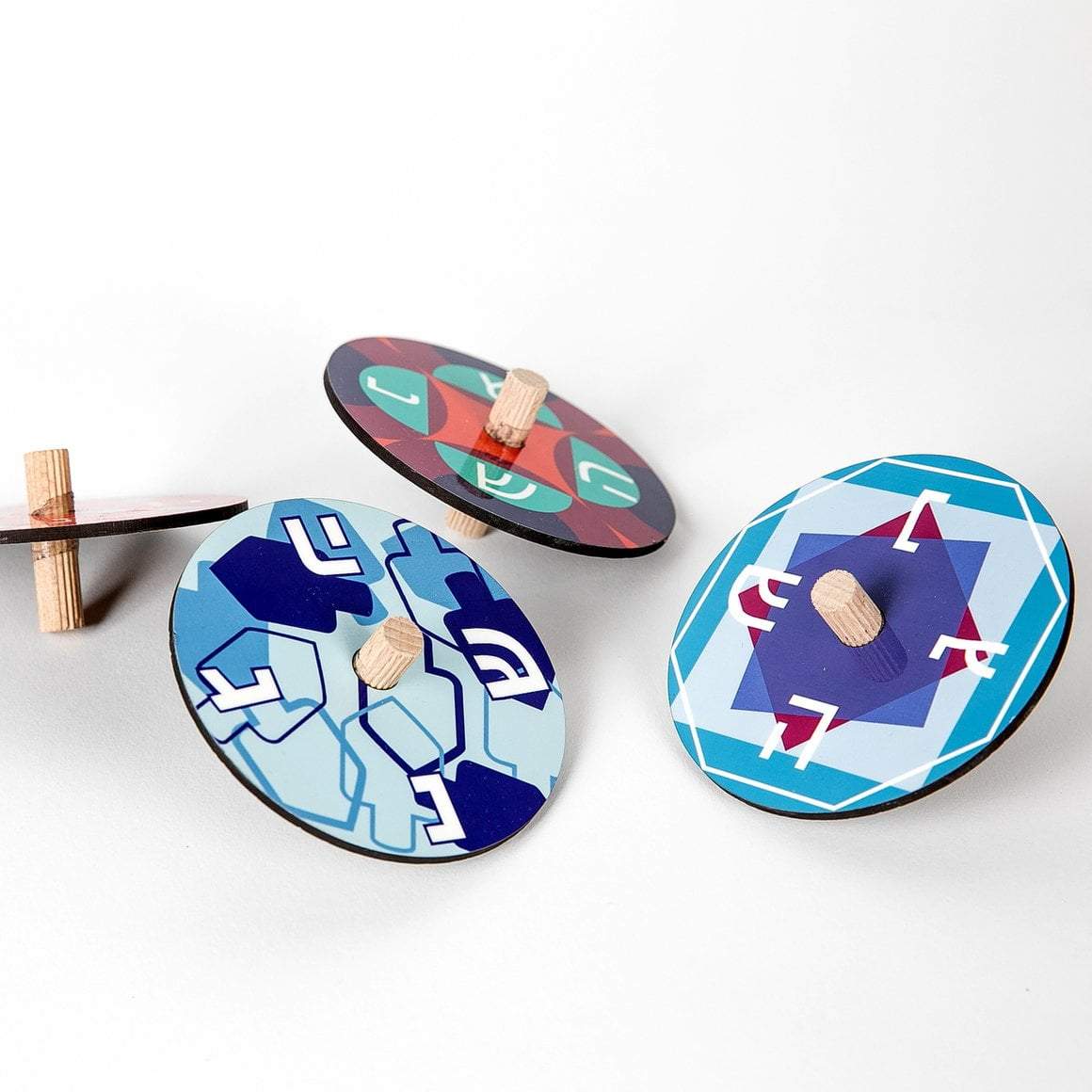 Colorful Handmade Wood Dreidels, Set of 4 by Barbara Shaw、mySite、topwebapps