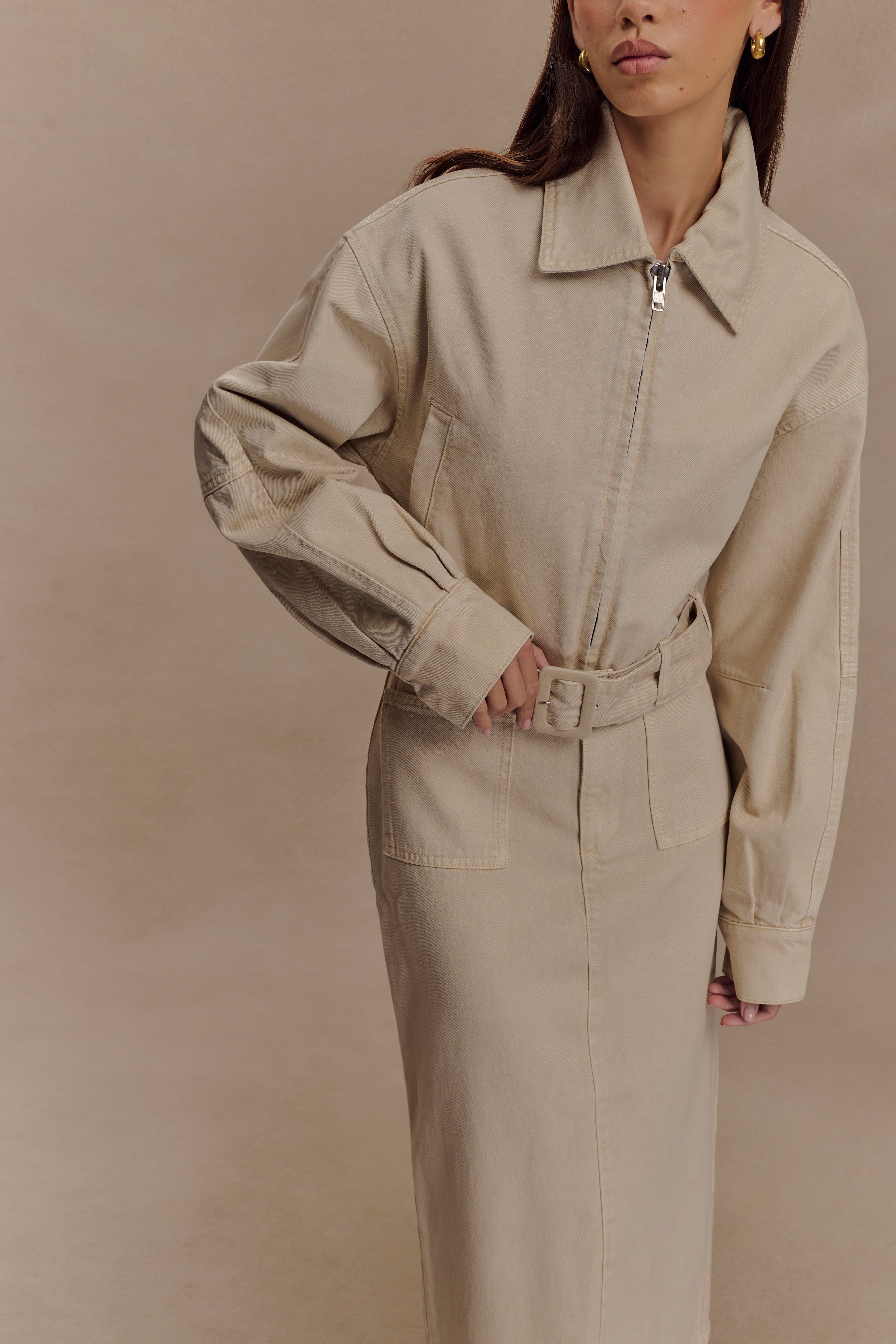 Fallon Cropped Denim Jacket - Stone Wash、mySite、solidvoid