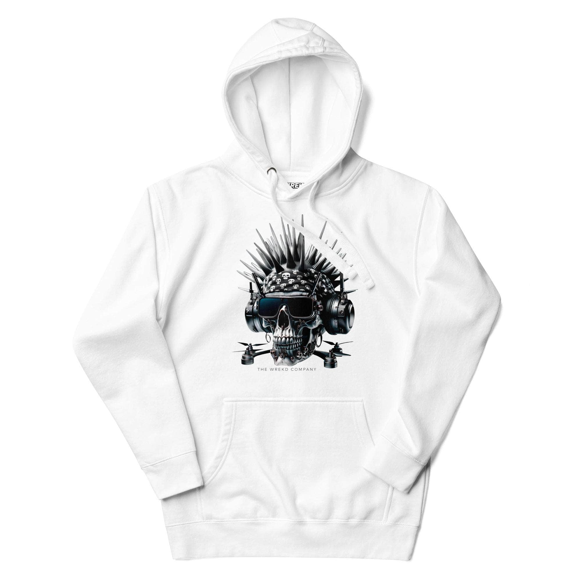  Cyberpunk FPV Skull Unisex Hoodie by WREKD Co. - Choose White or Black、mySite、merchandisen