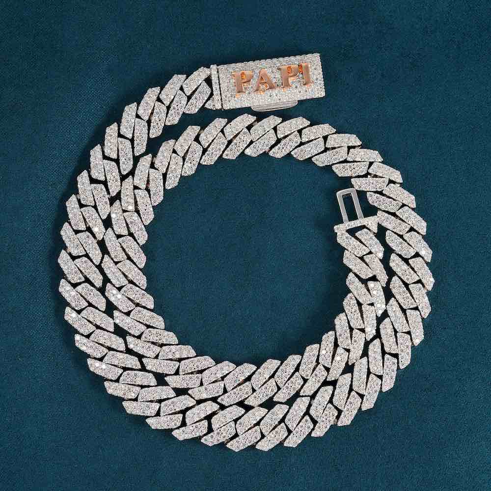 CUSTOM CLASP 2-Row 10MM Moissanite Cuban Link Chain 14K Gold、mySite、hinf8tx79