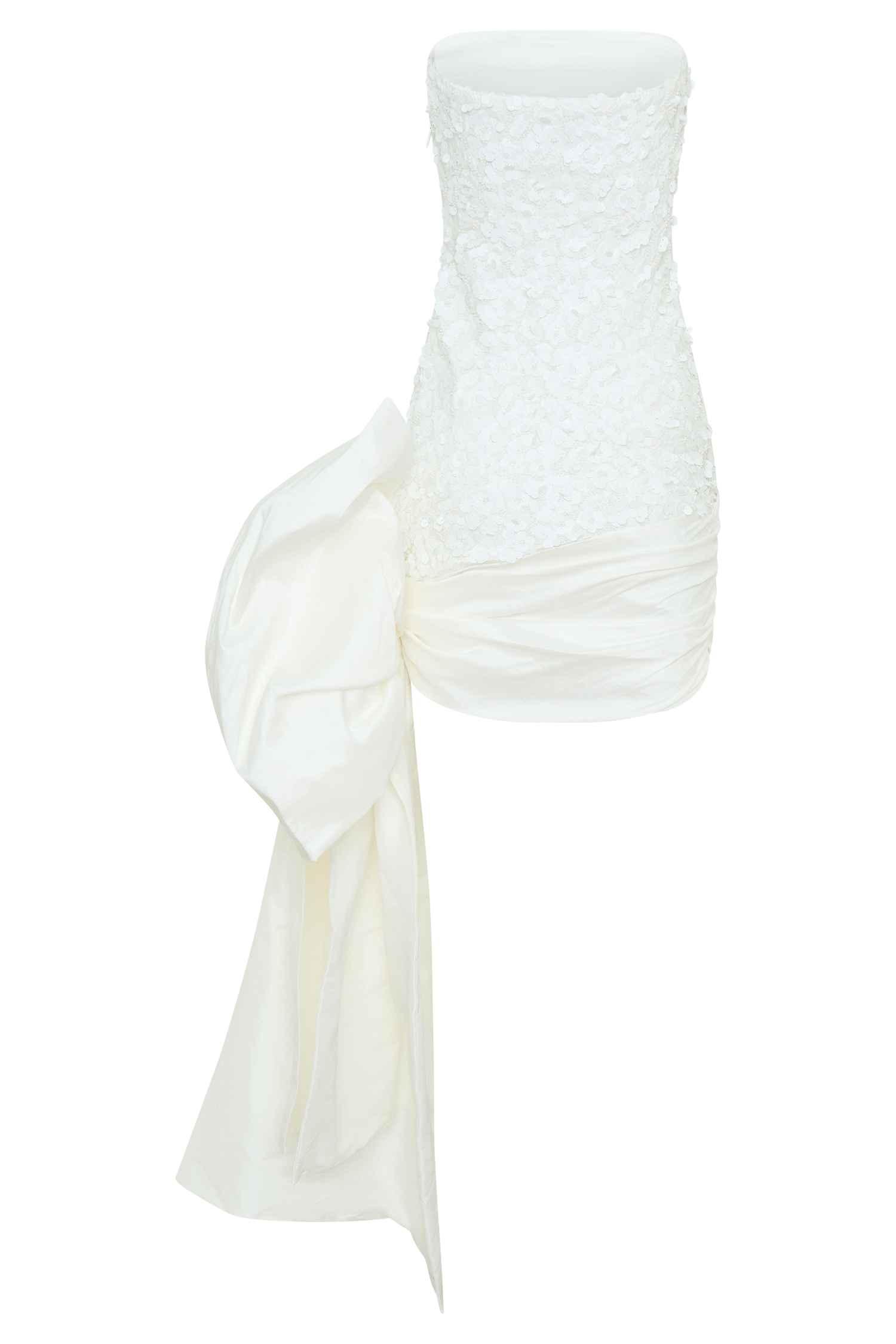 Franka Strapless Bow Mini Dress - White、mySite、solidvoid