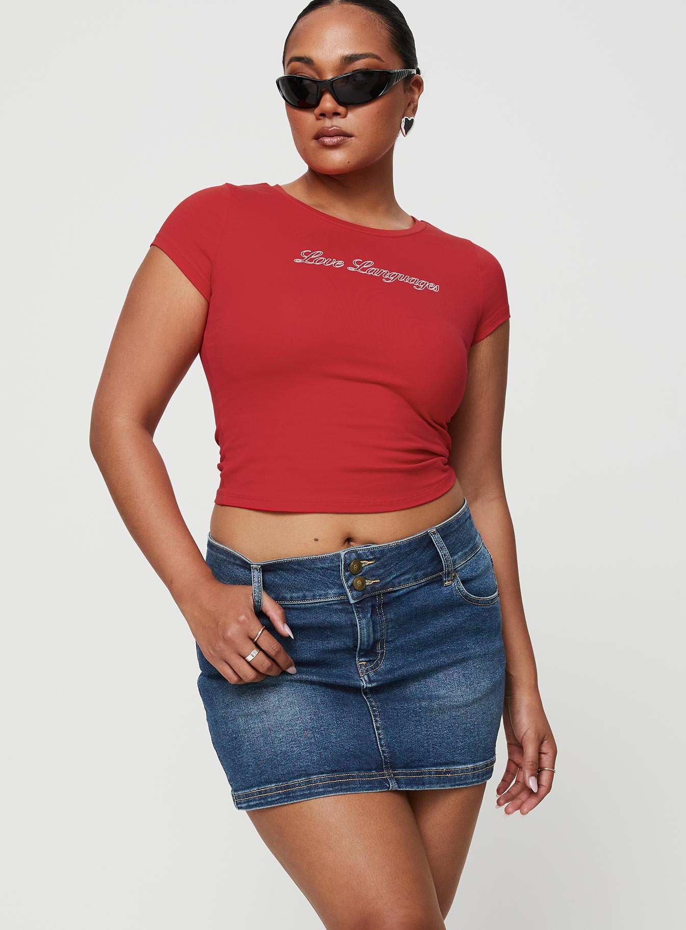 Faya Low Rise Mini Denim Skirt Vintage Dark Wash Tall、mySite、solidvoid