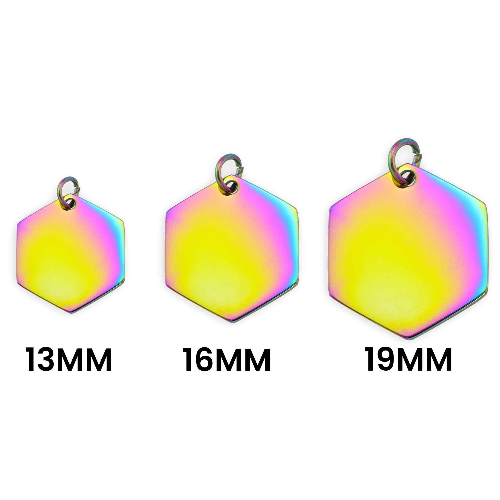 Rainbow Stainless Steel Blank Hexagon Pendant / SBB0236、mySite、dreamappss