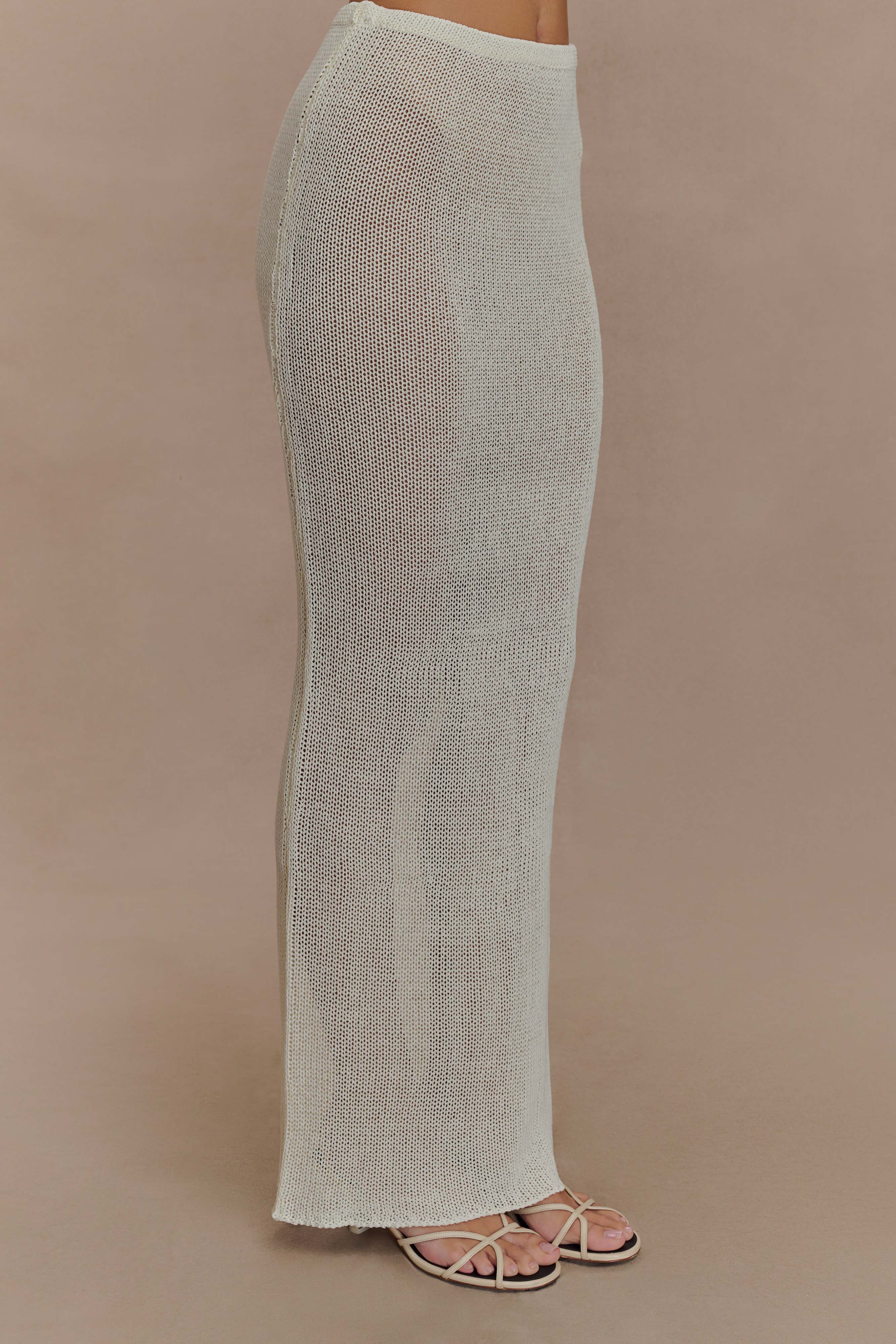 Reagan Knit Maxi Skirt - White、mySite、solidvoid