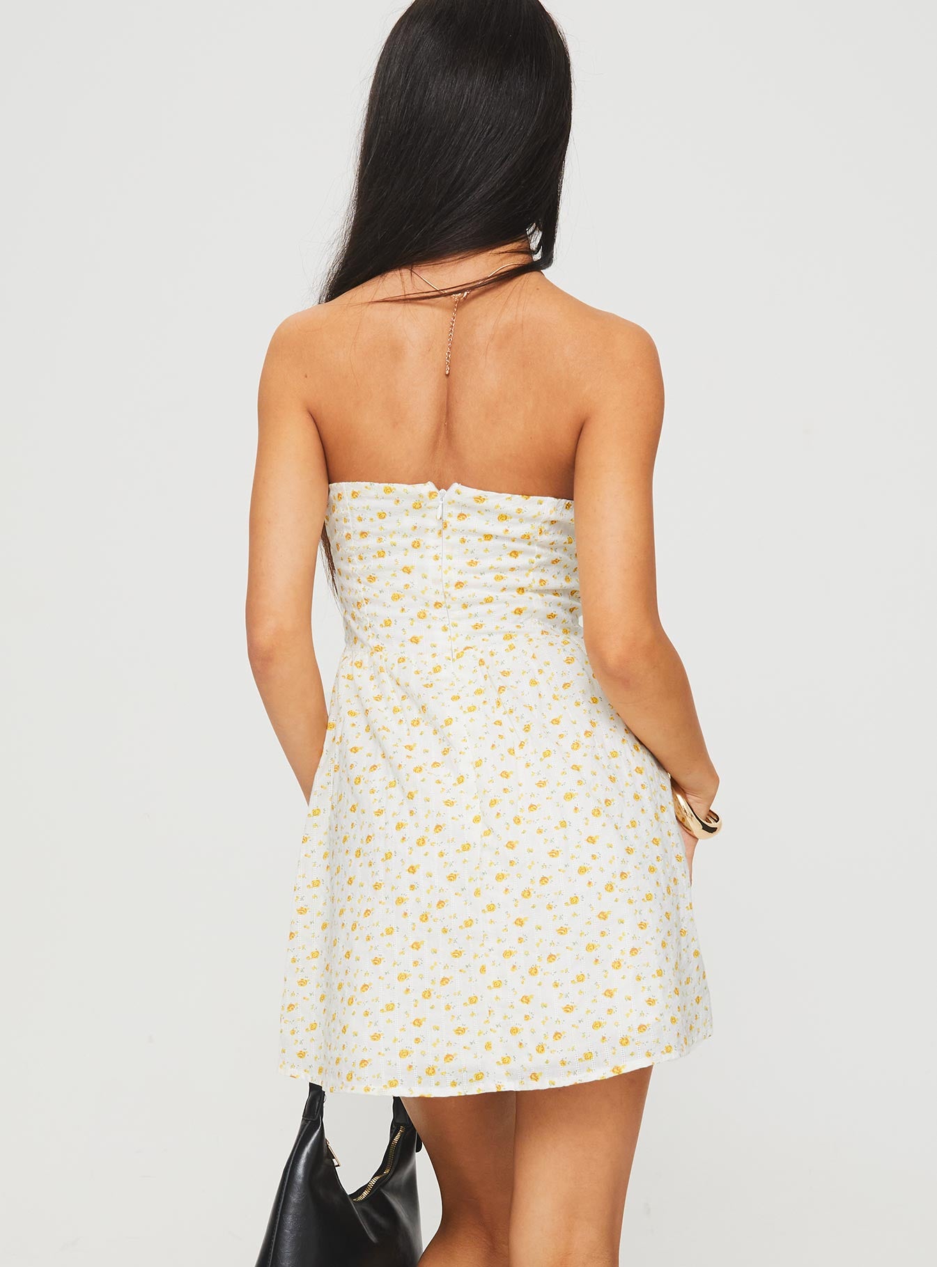 Calidora Strapless Mini Dress Orange Floral、mySite、solidvoid