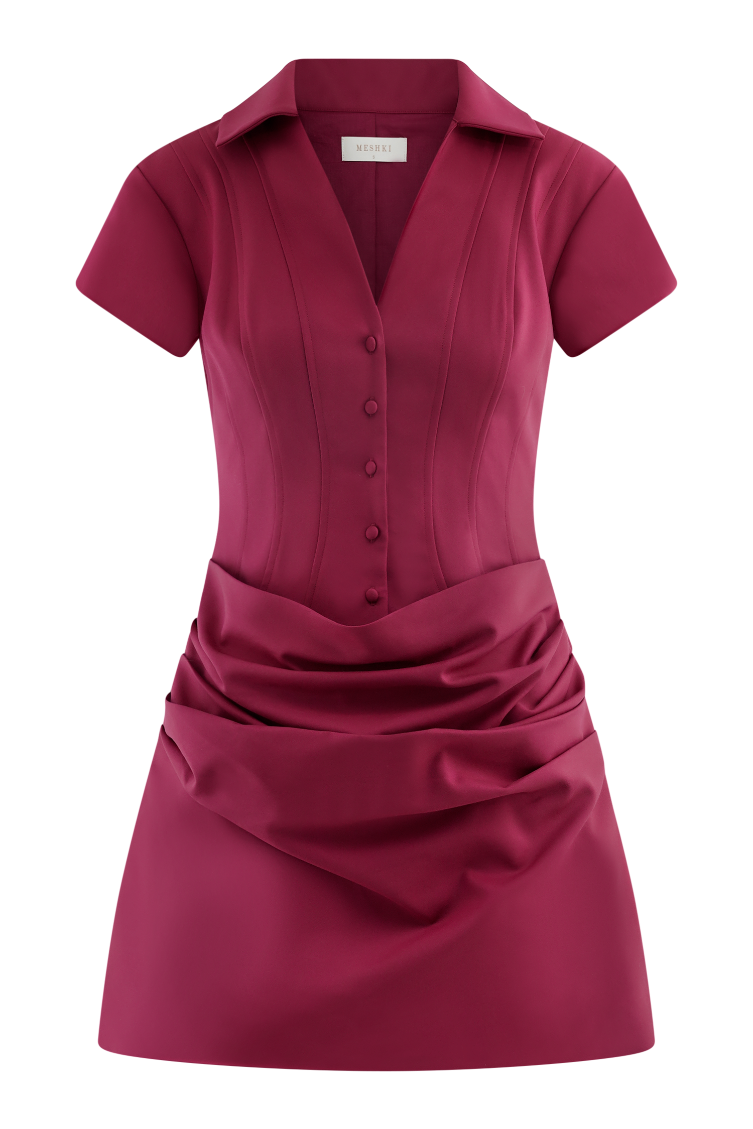 Tarryn Collared Cotton Mini Dress - Dragonfruit、mySite、solidvoid