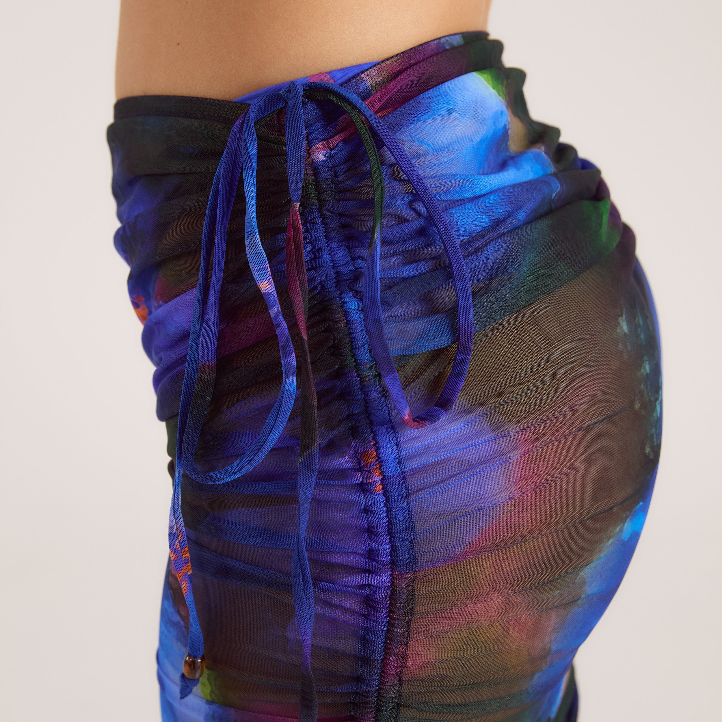 Midnight Tropics Printed Mesh Maxi Skirt - Midnight Blue、mySite、bengalsvssteelers