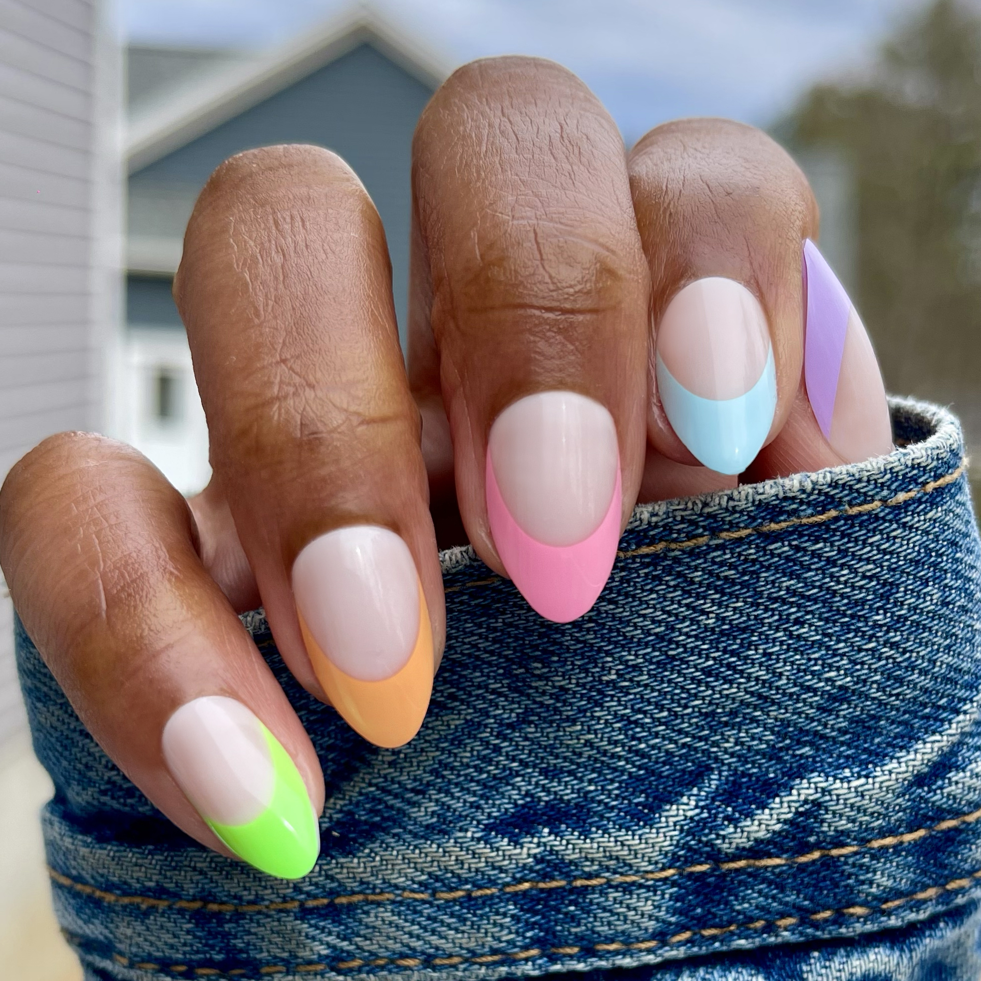 Pastel Neon French - Press-On | Medium | Almond、mySite、solidvoid