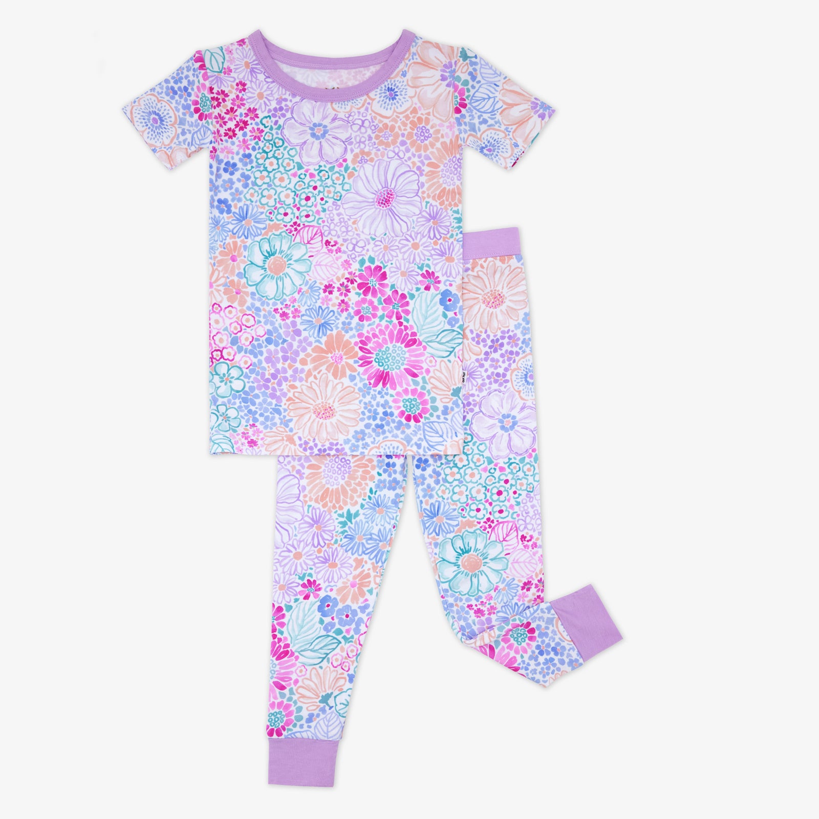 Doodle Blooms Two-Piece Short Sleeve Pajama Set、mySite、g9winljtr