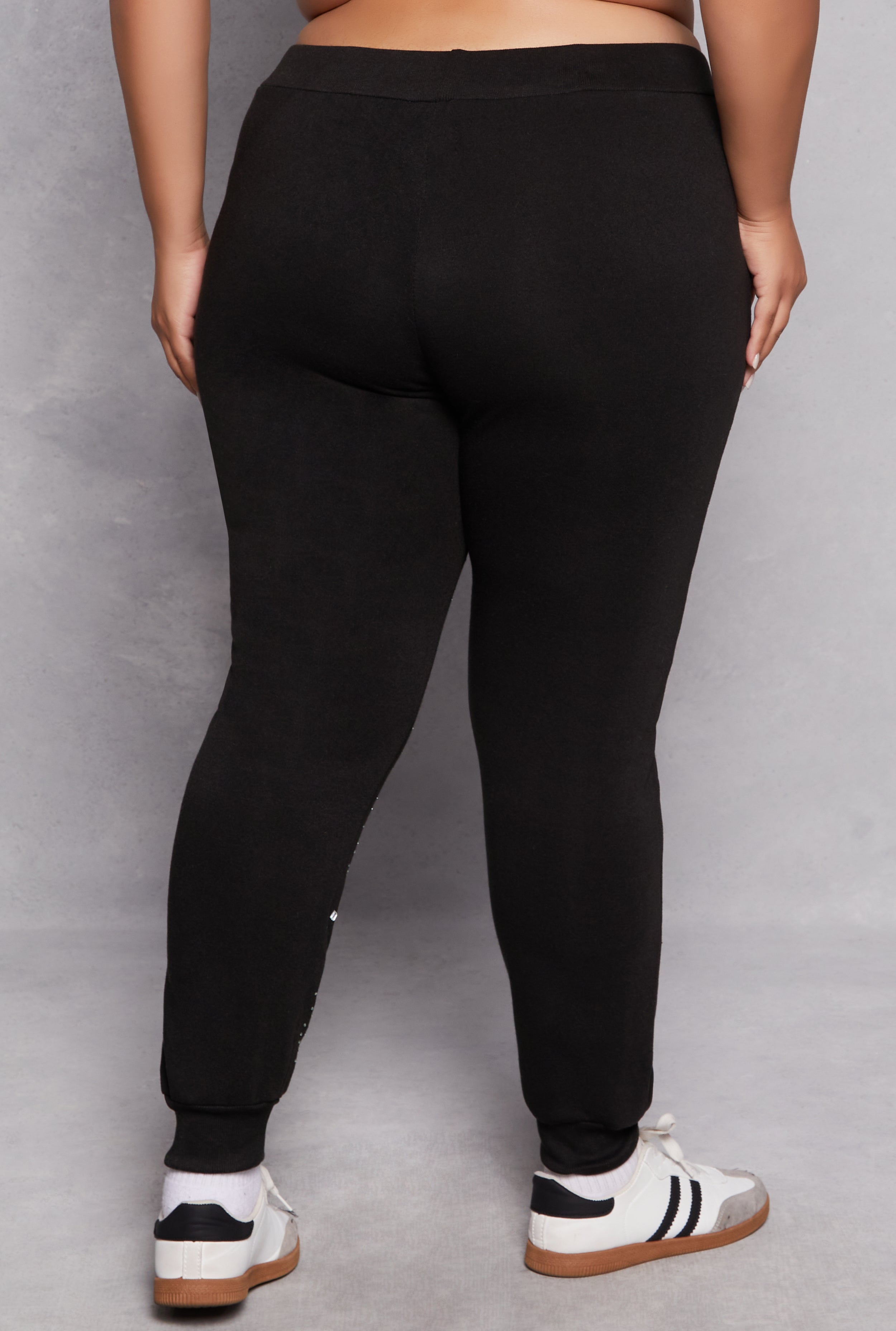 Plus Size Rhinestone Drawstring Joggers、mySite、camillekostekn