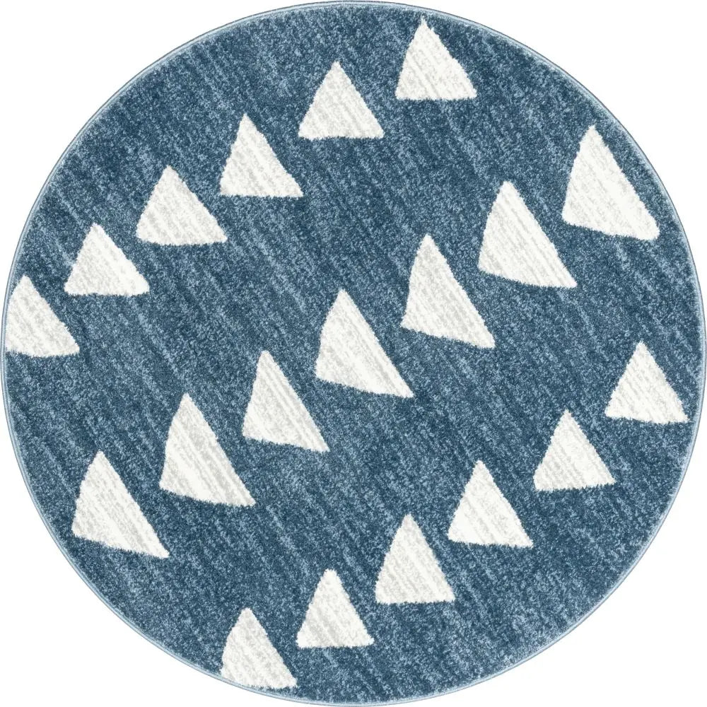 Triangles Modern Geometric Pattern Blue Kids Rug、mySite、gigharbornorthrealestate