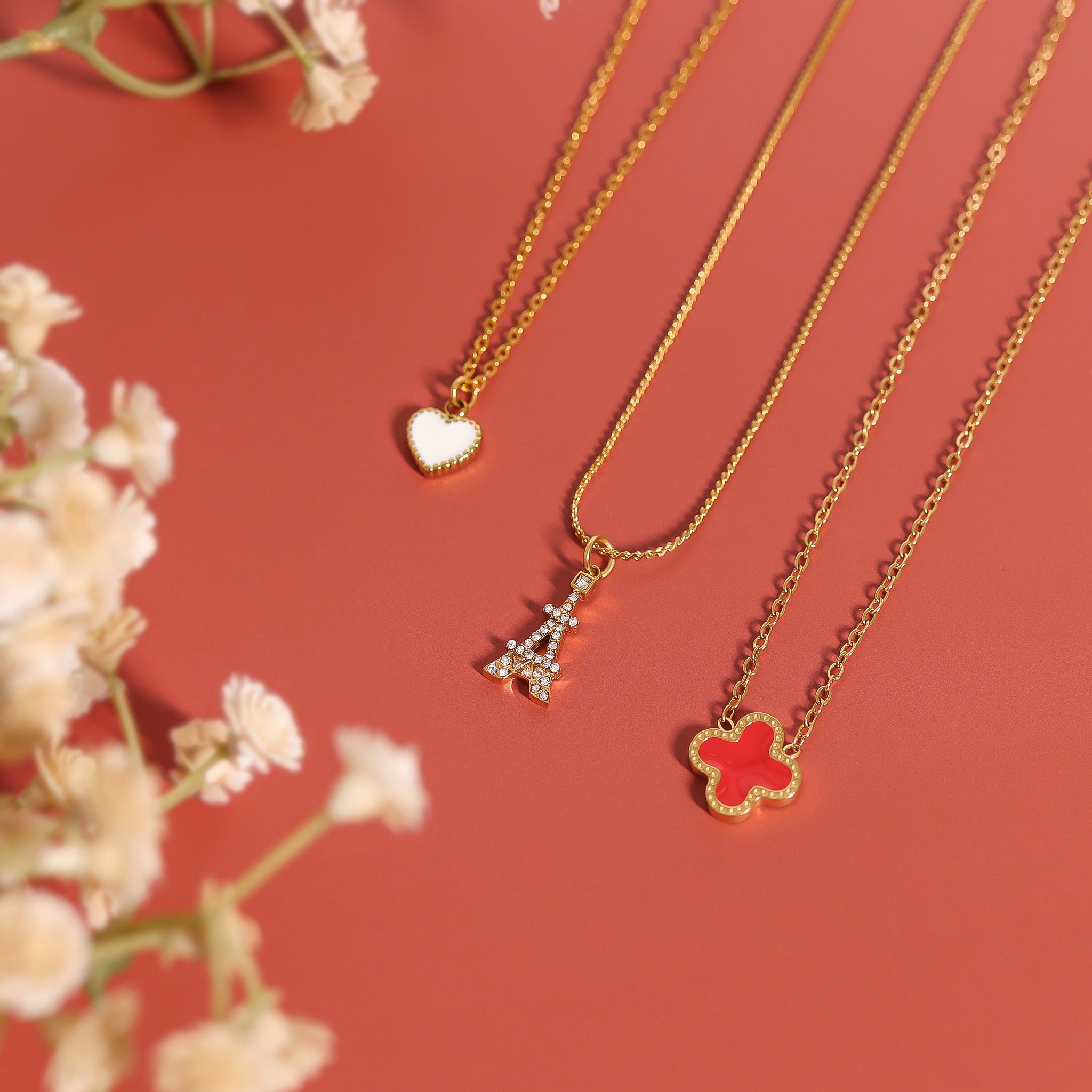 18K Gold PVD Stainless Steel and Clear Stone Eiffel Tower Charm / PDL0235、mySite、dreamappss