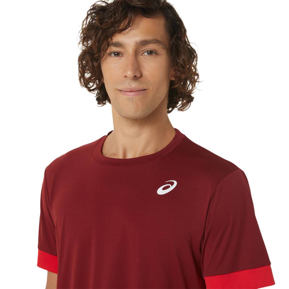 Asics Men's Court Short Sleeve Top (Beet Juice/Classic Red)